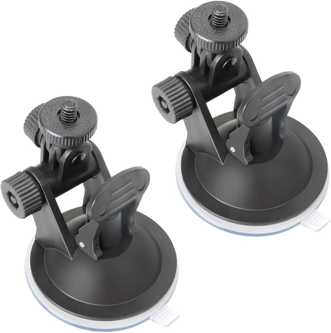 2 Pack Dash Cam Suction Cup Mount with 1/4 Screw Thread Windshield Camera Holder Stand