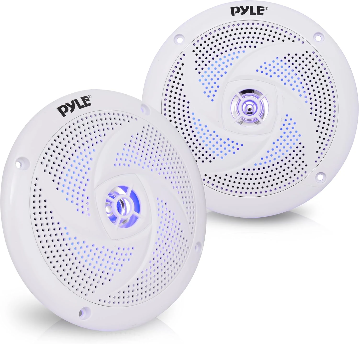 Pyle Marine Speakers - 5.25 Inch 2 Way Waterproof and Weather Resistant Outdoor Audio Stereo Sound System with LED Lights (PLMRS53WL)