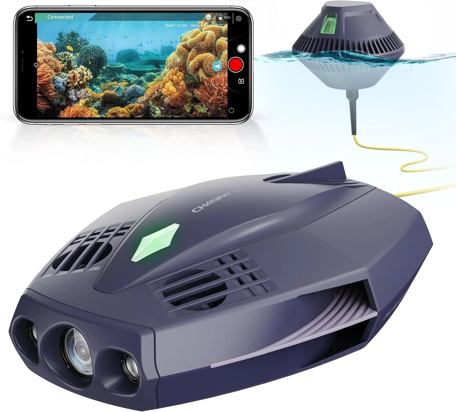 Chasing Dory Underwater Drone - Palm-Sized 1080p Full HD Underwater Drone with Camera for Real Time Viewing (Purple)