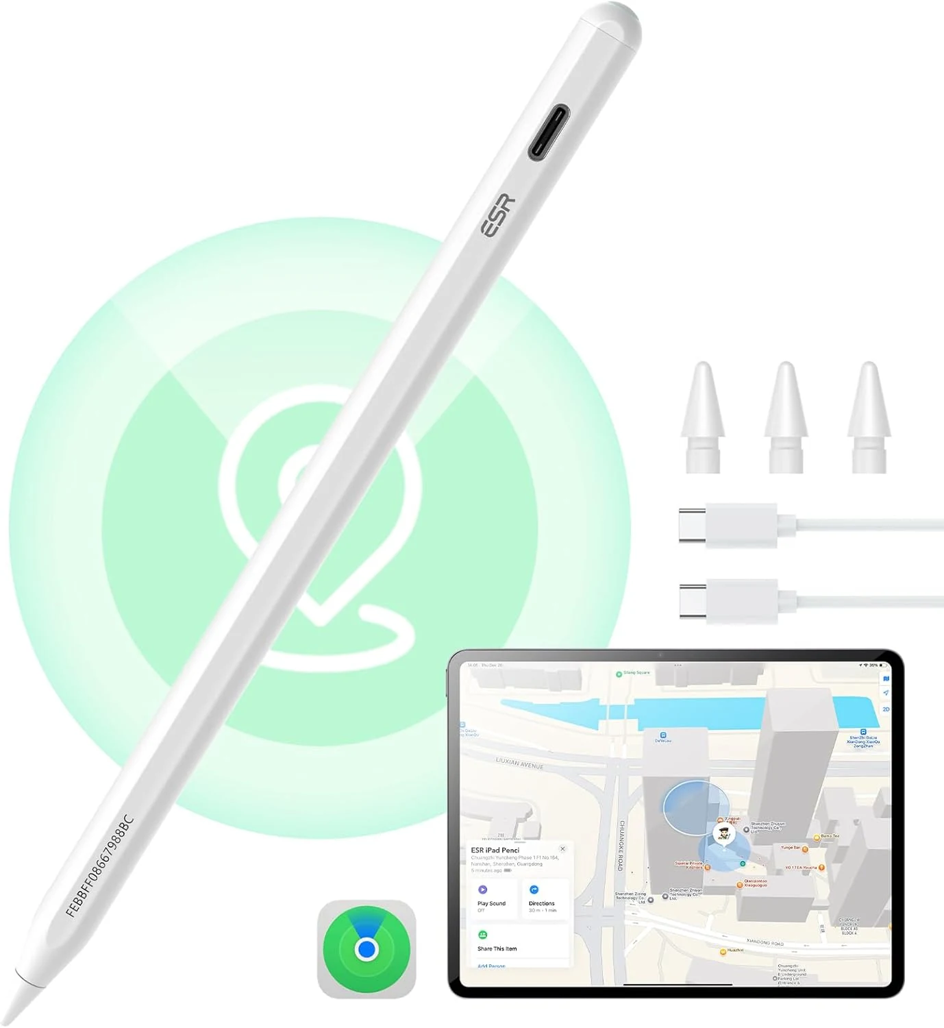 ESR Geo Digital iPad Pencil Findmy Compatible with Apple iPad