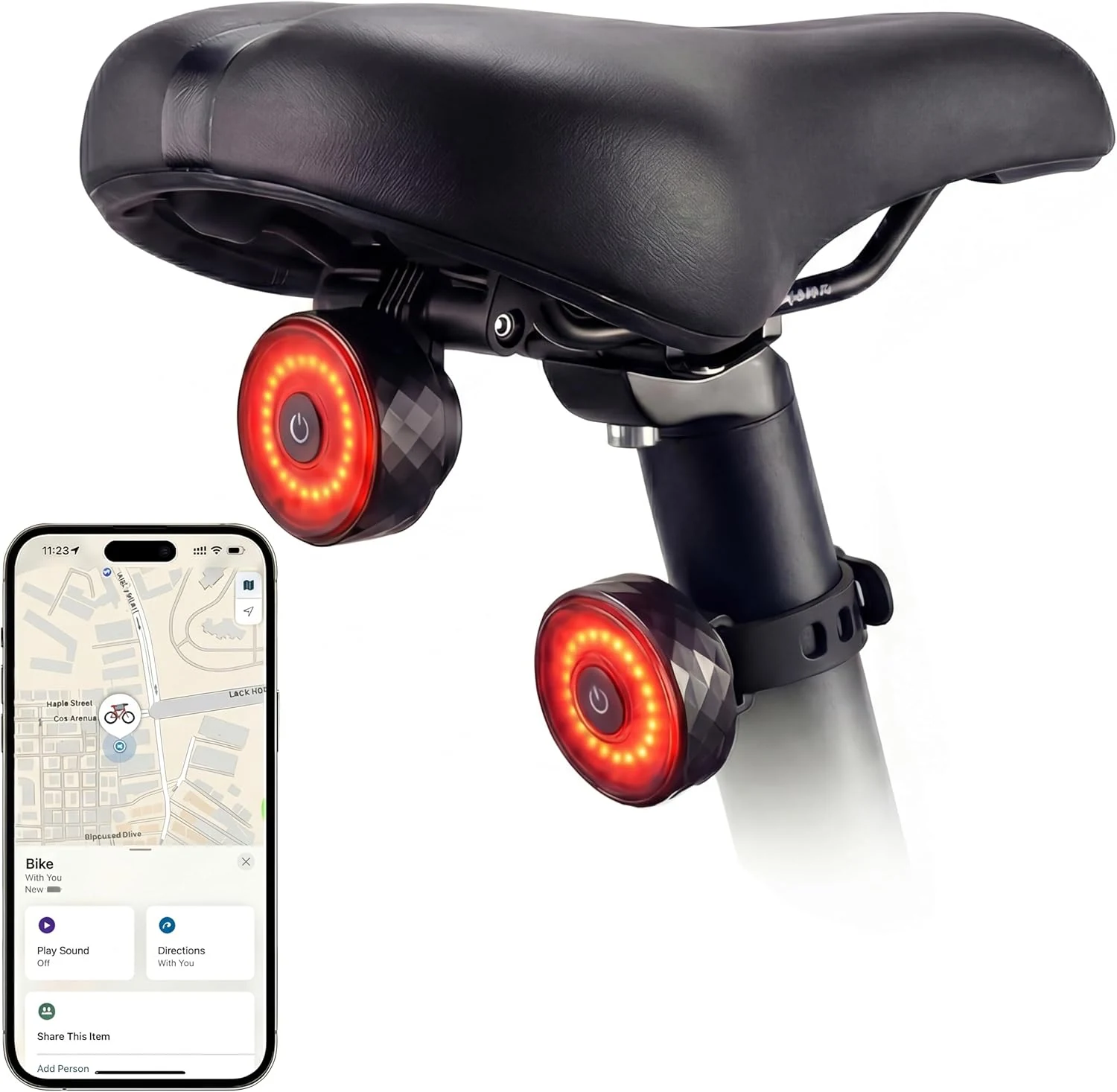 Nilone GPS Tracker for Bikes with Tail Light, Real-Time & Anti-Theft Bicycle Locator