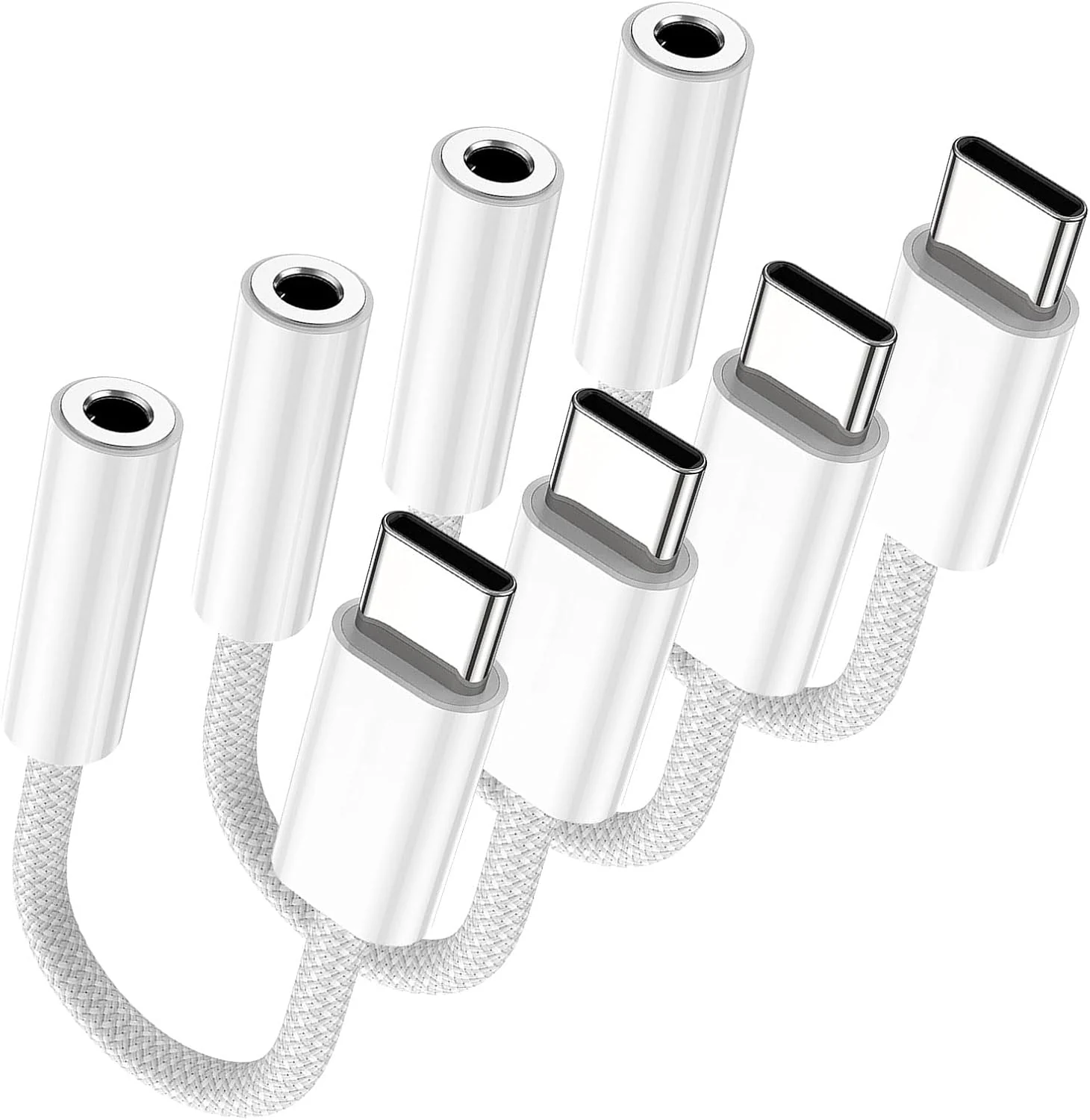 Fidioto 4 Pack USB-C to 3.5 mm Jack Adapter, Aux to USB C Adapter for Headphones