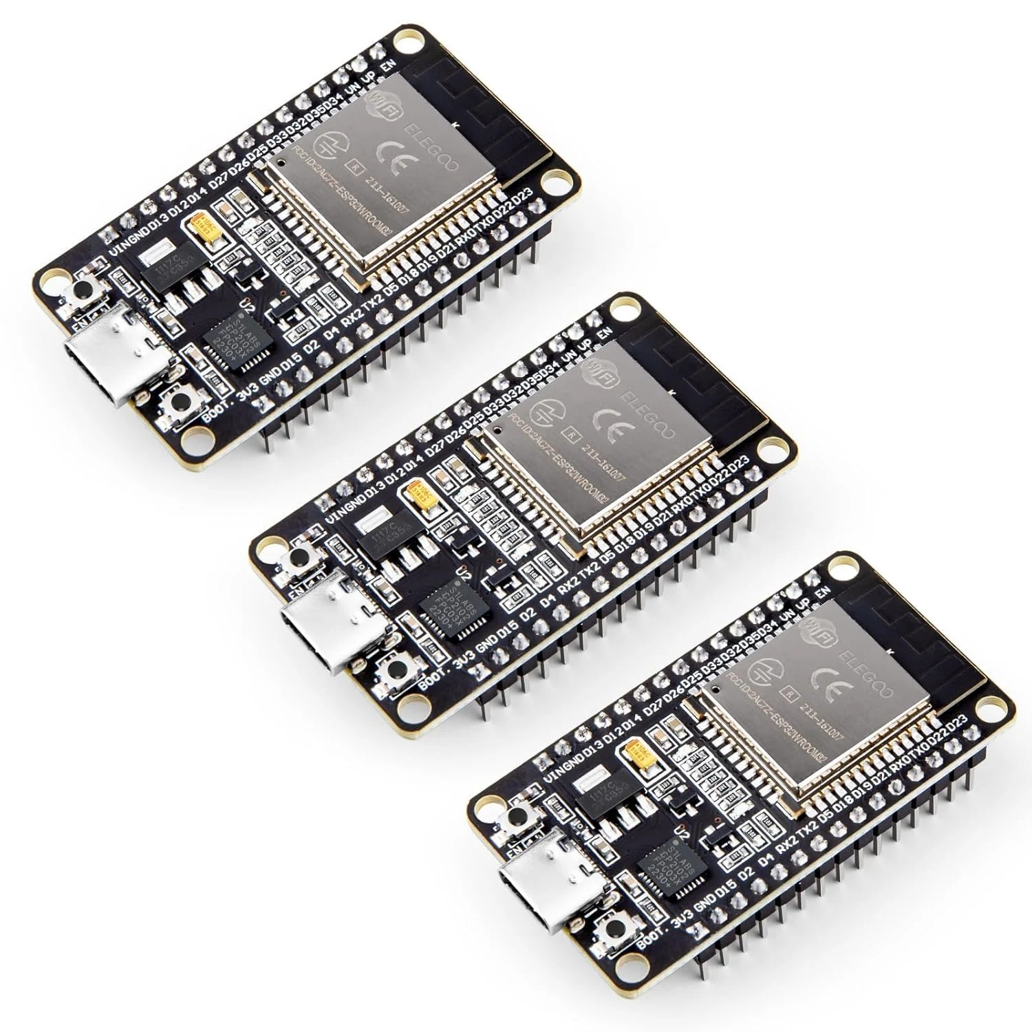 ELEGOO 3PCS ESP-32 Development Board USB-C, 2.4GHz Dual Mode WiFi+Bluetooth