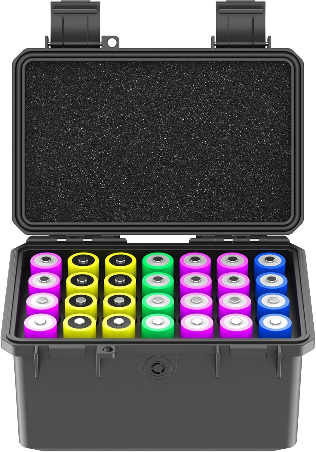 KIWIFOTOS 28 Slots 18650 Battery Organizer Case, IP67 Waterproof Protective