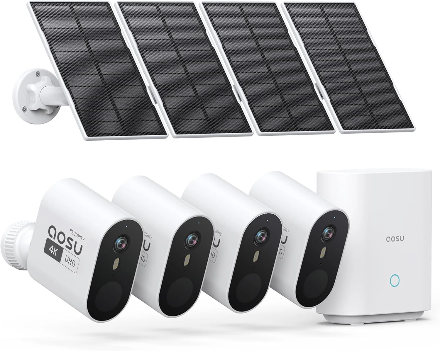 aosu 3K/5MP Security Cameras Outdoor Wireless Home Surveillance System, Solar Powered, 166° Ultra-Wide-Angle