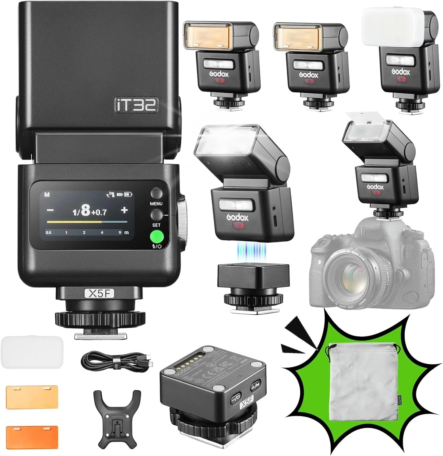 Godox iT32 TTL Camera Flash for Fuji with X5F Wireless Trigger