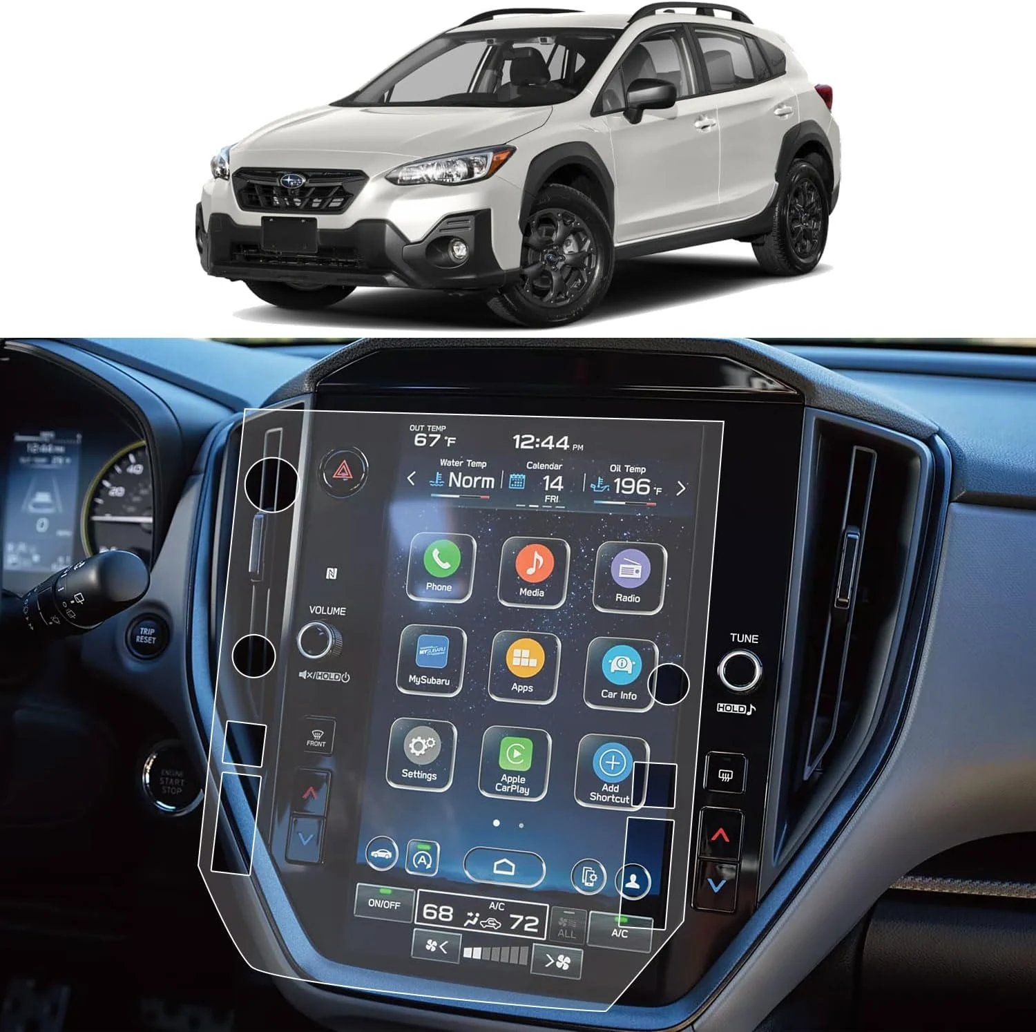 Screen Protector For 2024 2025 2026 Subaru Crosstrek (Premium/Sport/Limited/Wilderness) 11.6-inch Multimedia Touchscreen 9H PET Ultra Tough High Clear