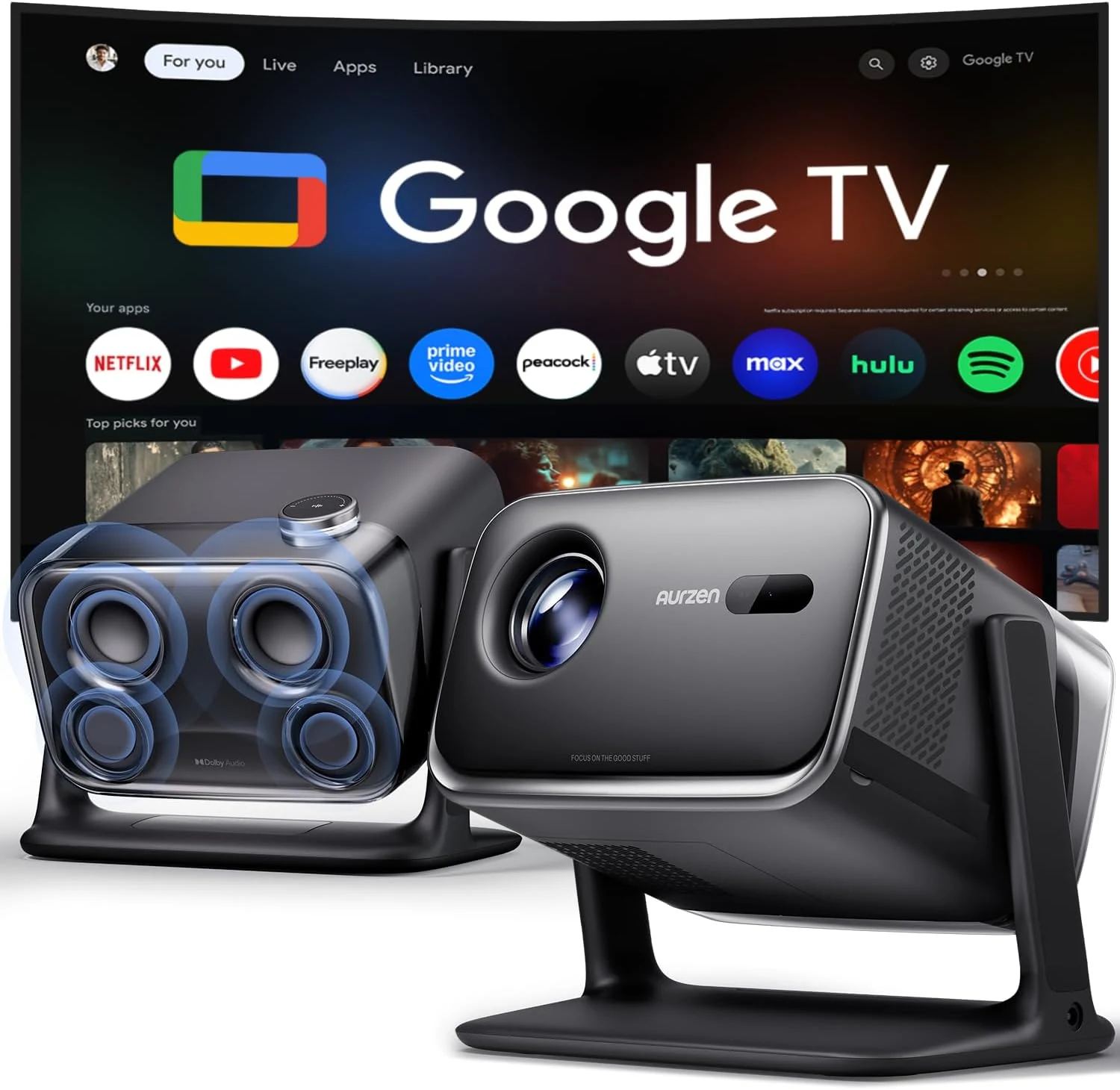 Aurzen BOOM mini Google TV Smart Projector with WiFi and review