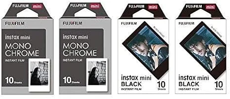 Fujifilm Instax Mini Instant Film 4-PACK BUNDLE SET, Monochrome