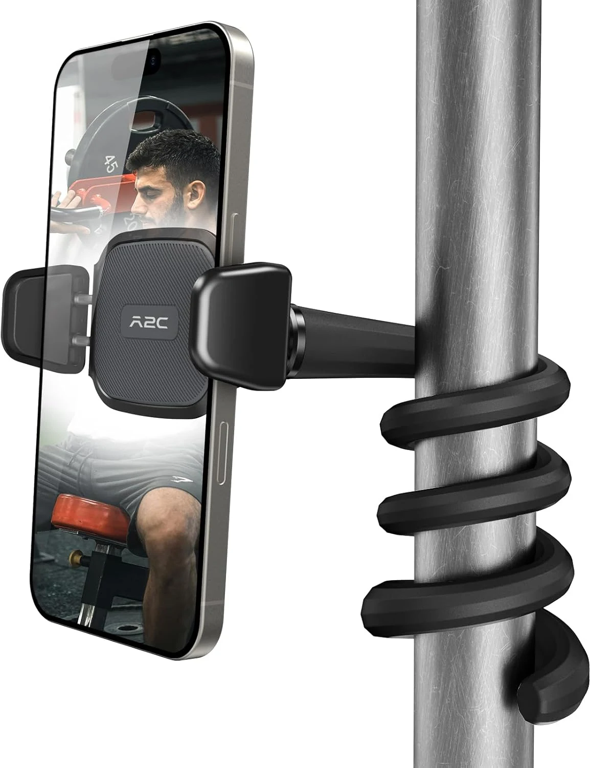 A2C Flexible Phone Holder for Treadmill, Peloton, Stroller, Shopping Cart, Desk, Gooseneck Long Arm Phone Mount