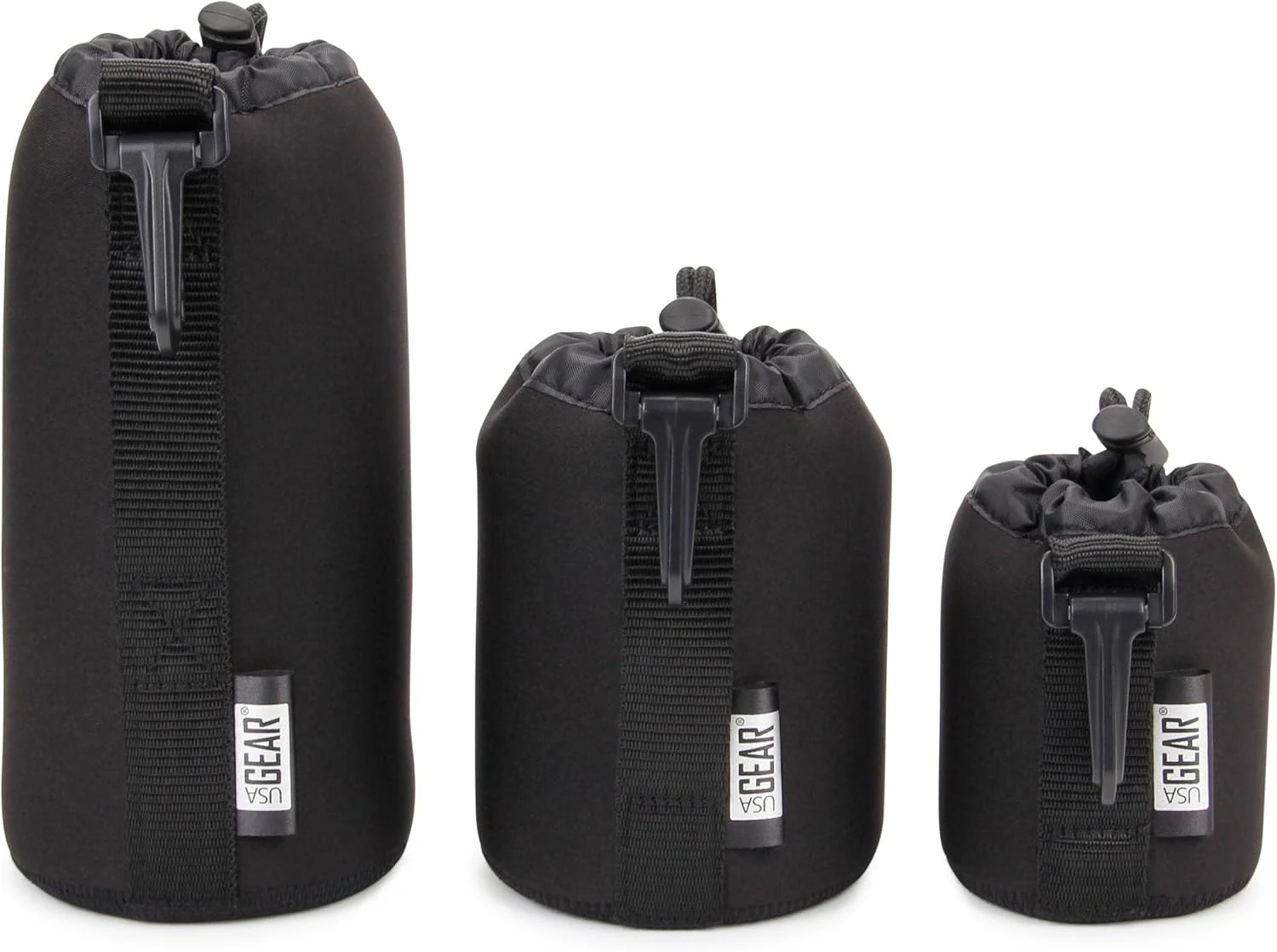 USA Gear FlexARMOR Protective Neoprene Lens Case Pouch Set 3-Pack