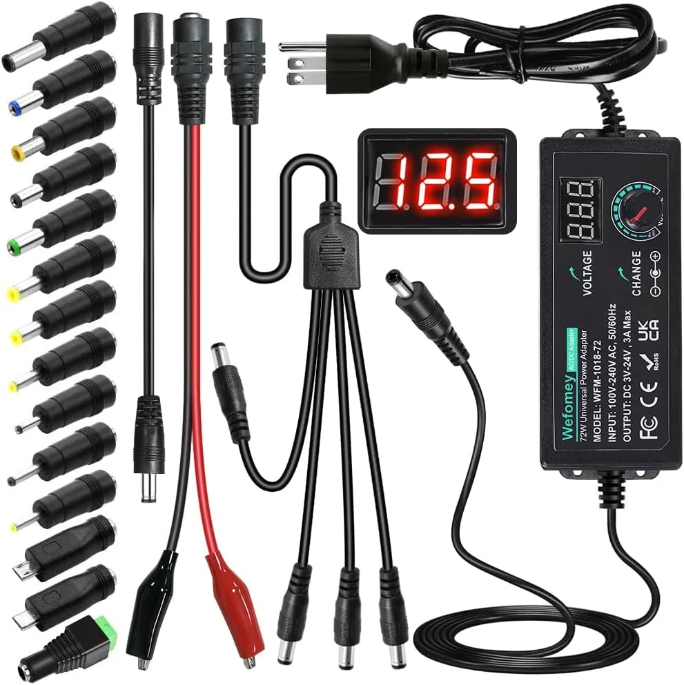Universal Power Supply 3V~24V 3A 72W Adjustable Variable 3V 5V 9V 12V 18V 20V 24V