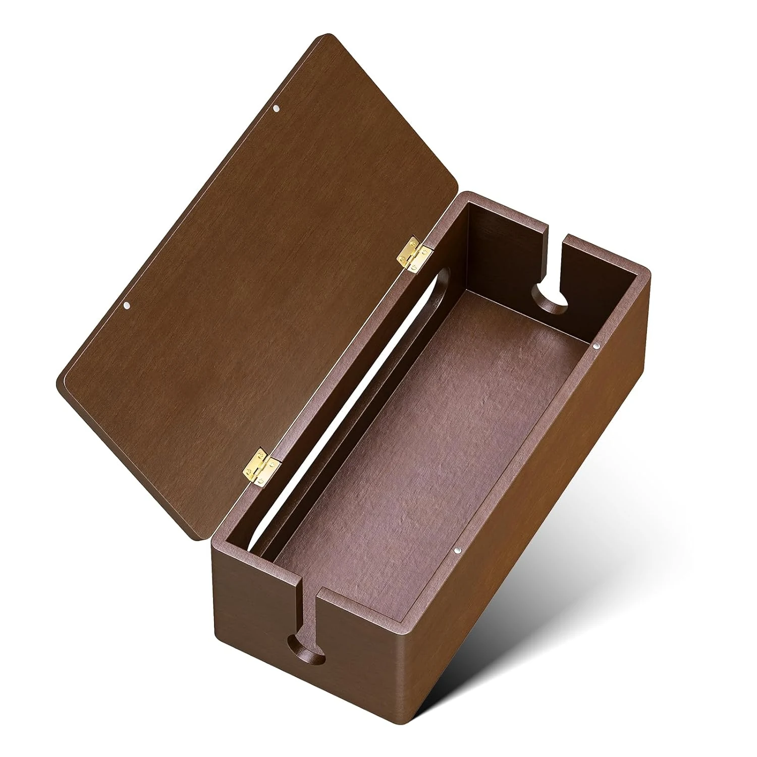 YECAYE Solid Wood Cable Management Box, Walnut Color Cable Organizer Box with Magnetic Closure, for Power Strip & Wire Storage, Cord Organizer, Hide Cords, Home Office Decor,14.2 x 6.1 x 4.1 Inch