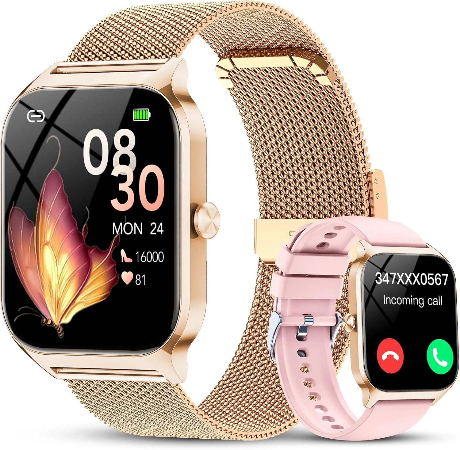CASCHO Smart Watches for Women (Android/iOS), 1.85" HD Smart Watch with Calls/Messages/AI Voice Control