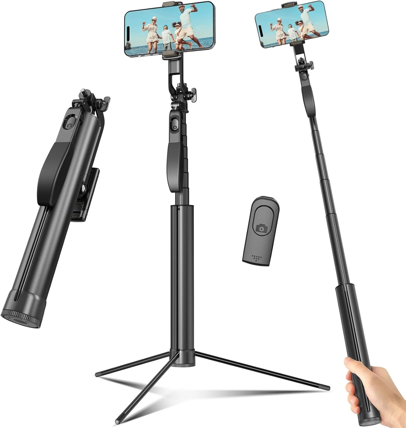 Liphisy Selfie Stick Travel Tripod for Cell Phone with Remote Control (72-inch, Black)