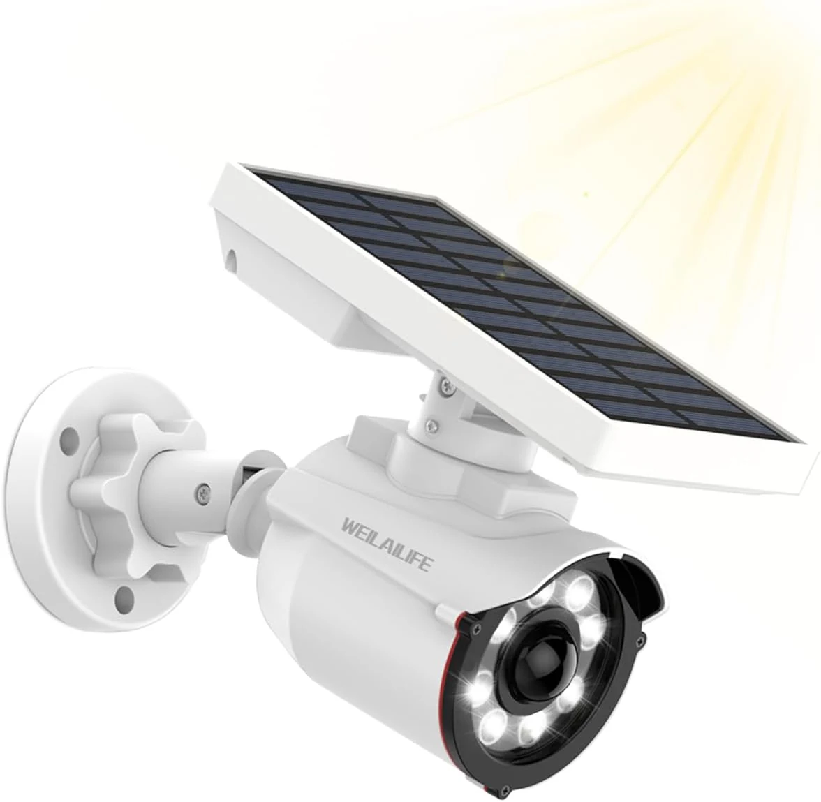 WEILAILIFE Solar Motion Sensor Simulated Cameras Outdoor Wireless Security Floodlight