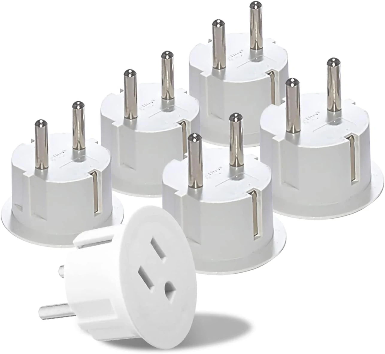 OREI American USA To European Plug Adapter – Type E/F Schuko Plug Adapter (6 Pack)