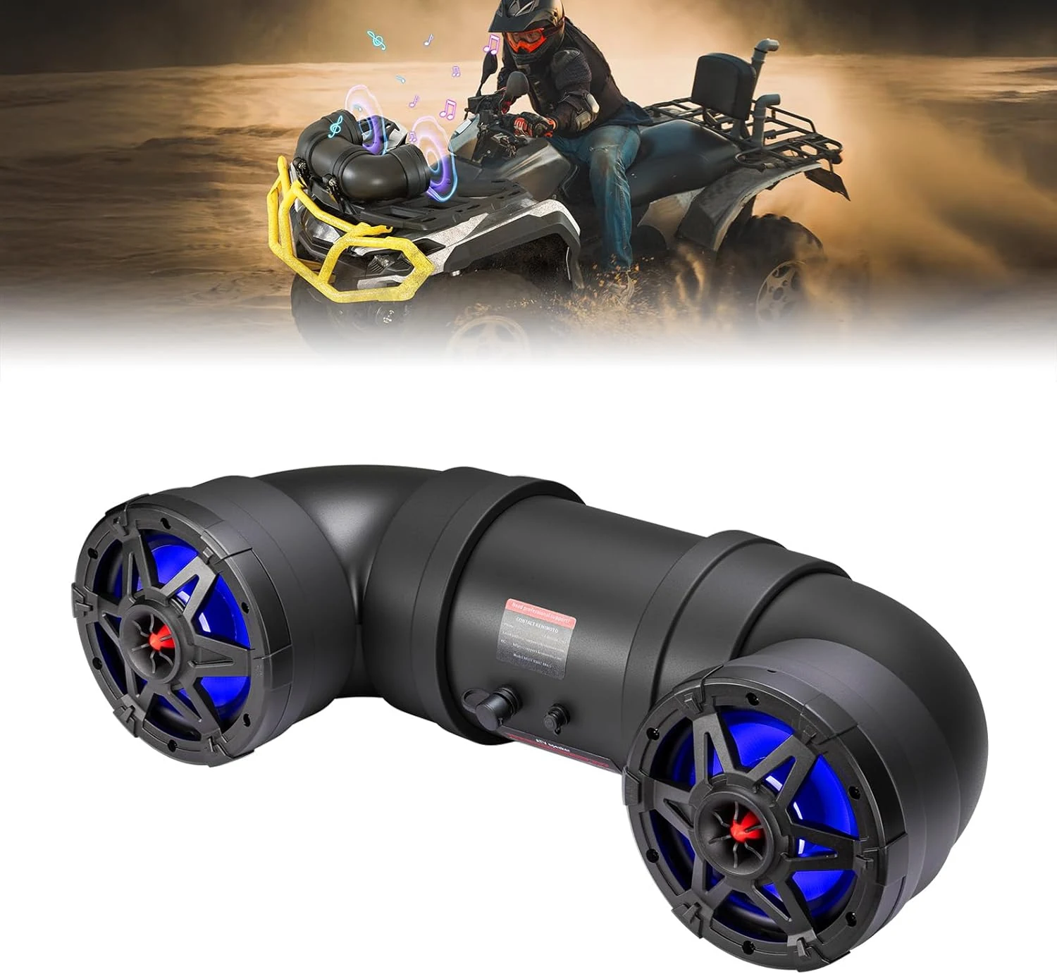 KEMIMOTO ATV Speaker 6.5 Inch Bluetooth-connectivity ATV UTV Sound Bar w/ 20 RGB Light Modes