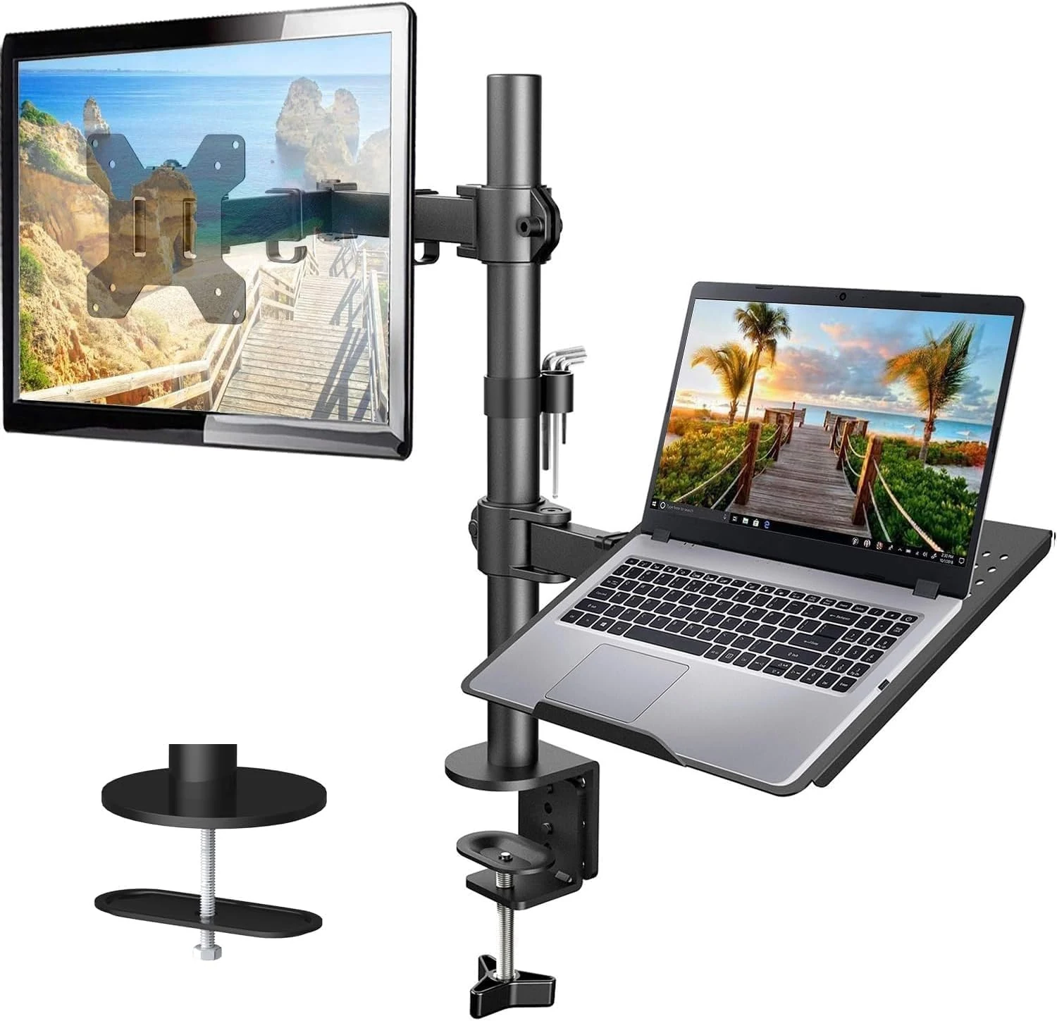 HUANUO Adjustable Monitor Stand, Single Arm Desk Mount for 32 review