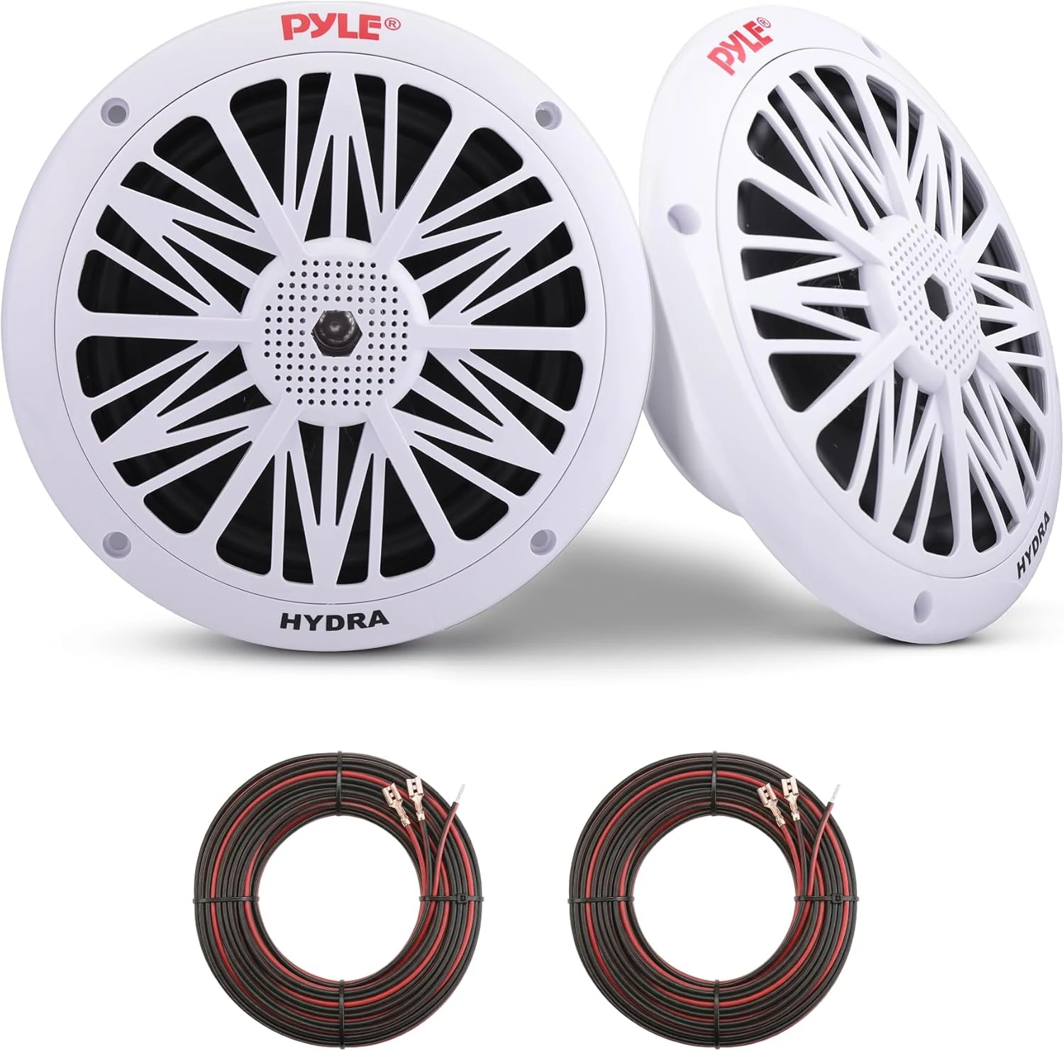 Pyle 6.5 Inch Dual Marine Speakers (PLMR62) - Waterproof Weather-Resistant 2-Way, White (Pair)