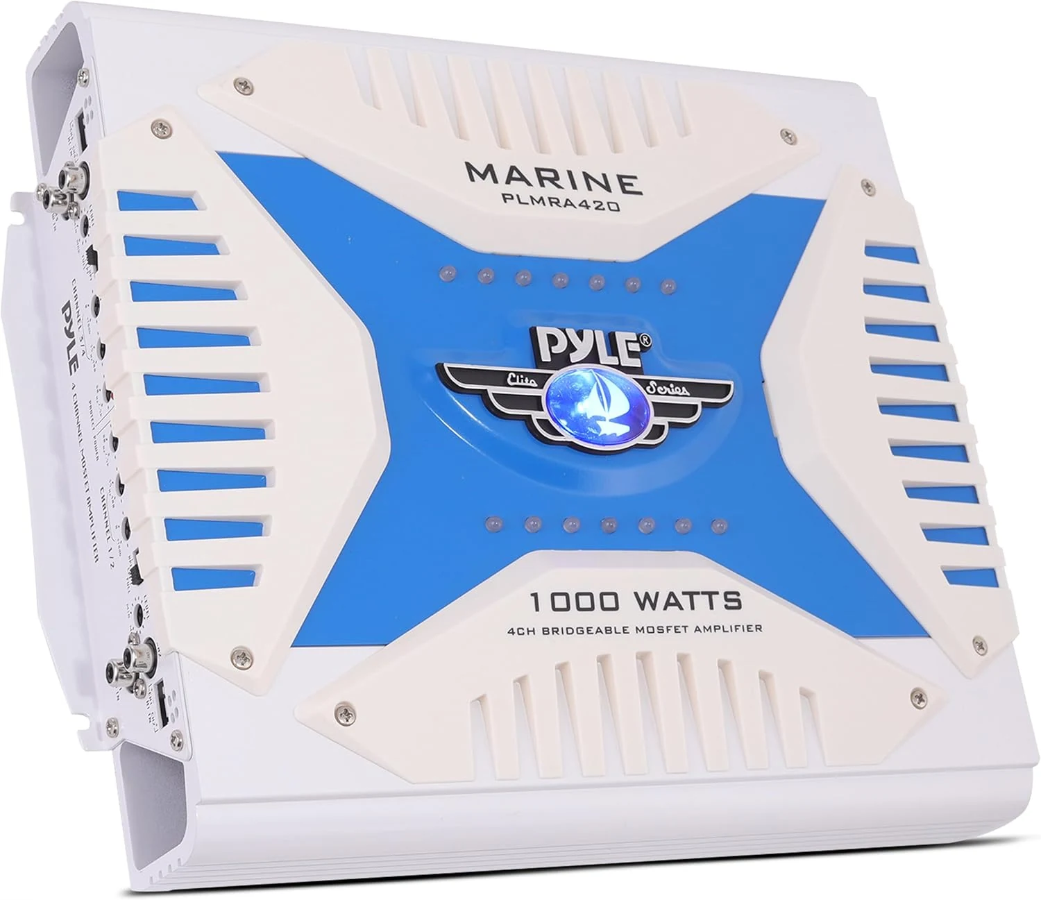 Pyle Hydra Marine Amplifier (PLMRA420) - 4-Channel Bridgeable 1000W Waterproof MOSFET Amp