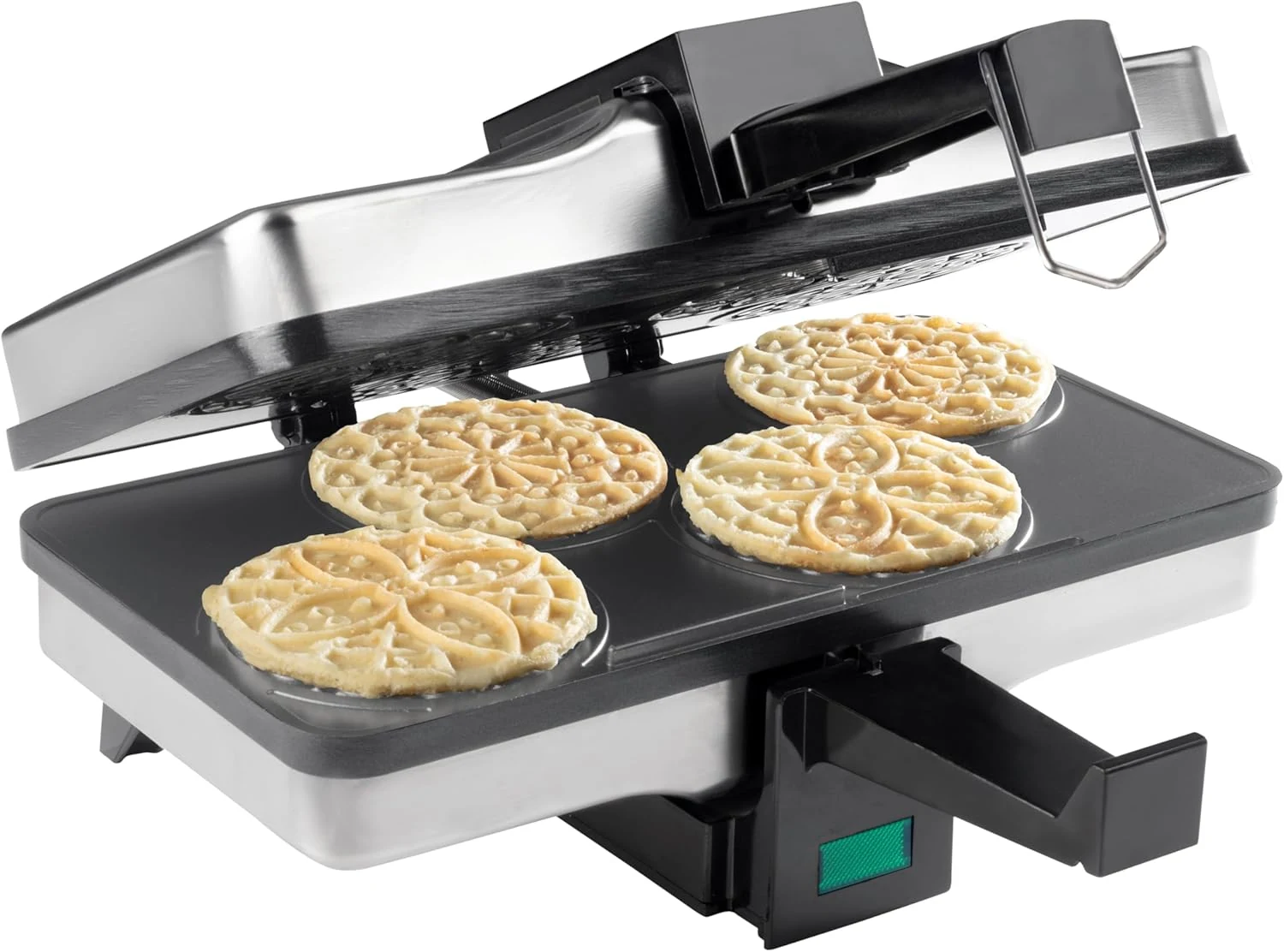 CucinaPro Piccolo Pizzelle Baker- Nonstick Electric Press Makes 4 Mini Cookies at Once