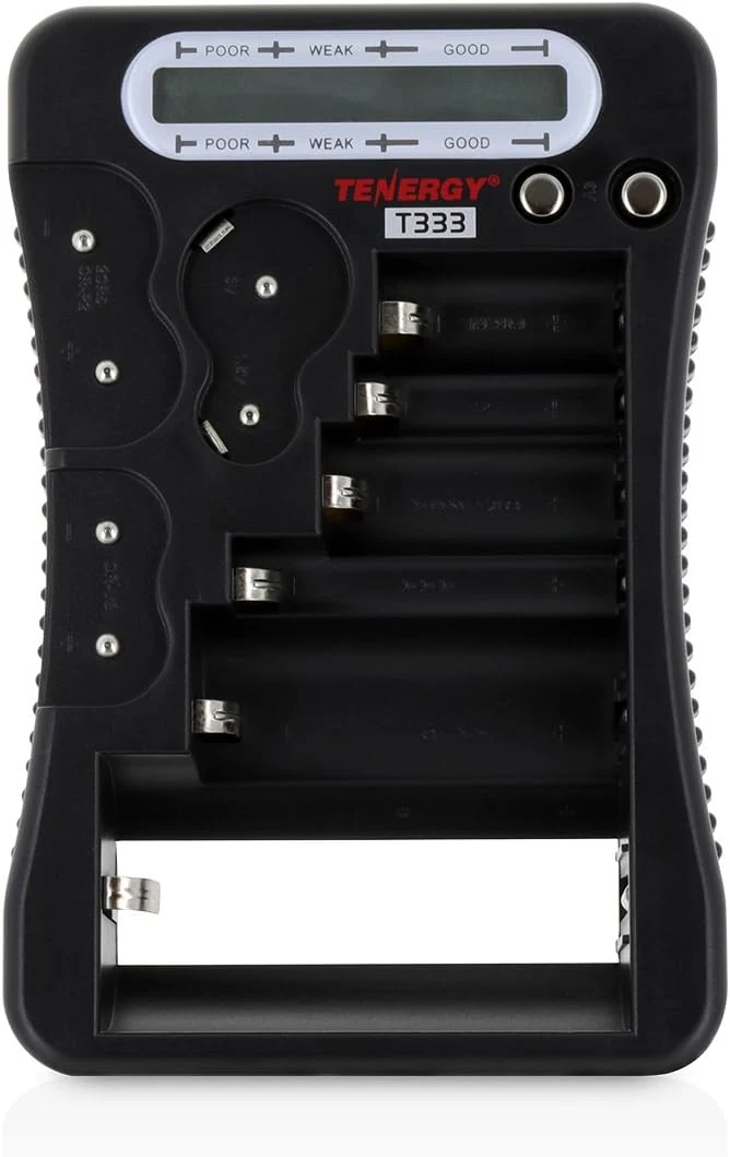 Tenergy T-333 Universal Battery Tester, LCD Display, Cell Checker, Multi-Purpose Small Battery Tester
