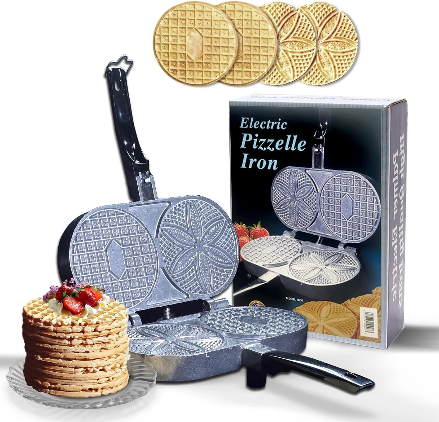 C. Palmer Pizzelle Iron Model 1000, 800 Watts Pizelle Maker Electric