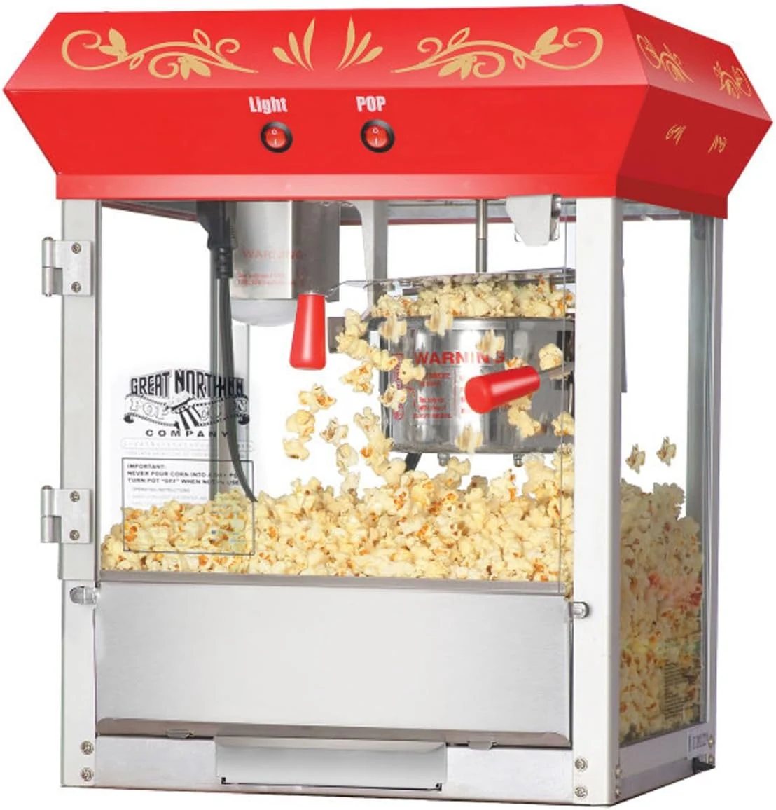 Great Northern Popcorn Company Red 6 oz. Ounce Foundation Old-Fashioned Movie Theater Style Popcorn Popper