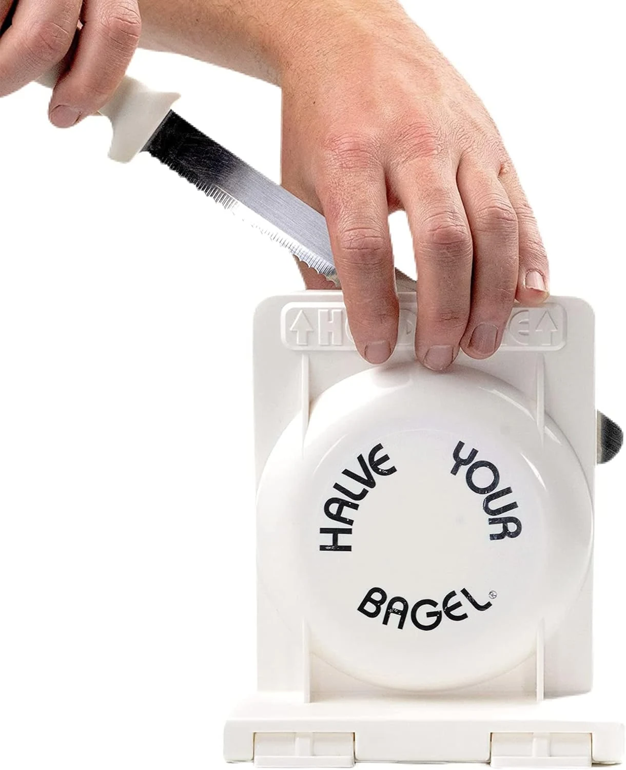 Halve Your Bagel Bagel Slicer, Durable Kitchen Gadgets (White)