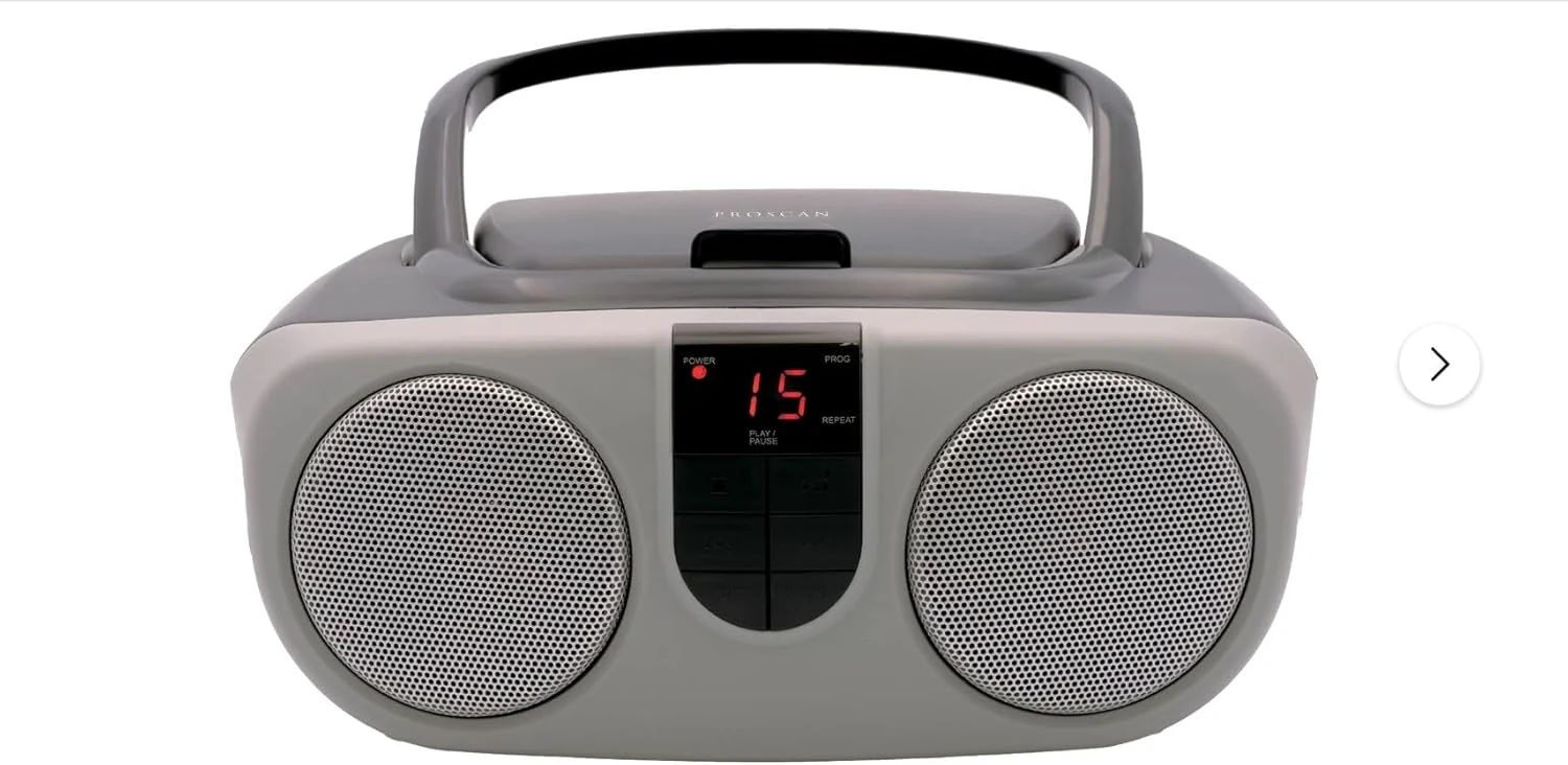 Sylvania SRCD243 Portable CD Player with AM/FM Radio, Boombox (Silver)