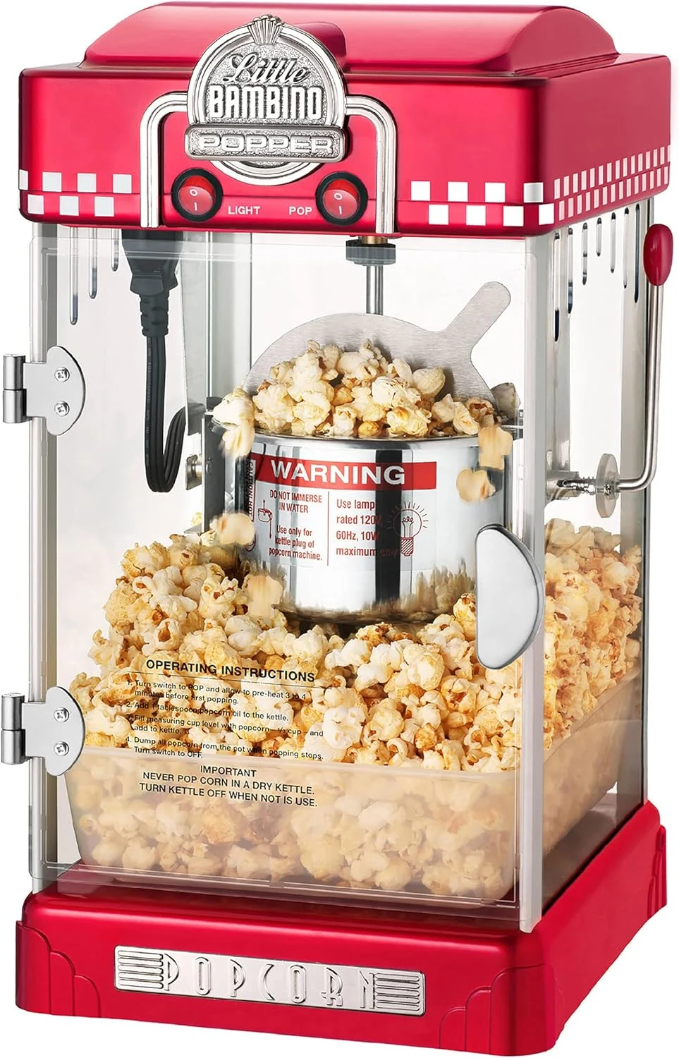 Great Northern Popcorn Company 83-DT5621 Northern Company Red GNP Little Bambino 2-1/2 Ounce Retro Style Popcorn Popper Machine