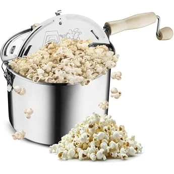 Great Northern Popcorn Company Stovetop Popcorn Maker (6-Quart, Aluminum, Hand Crank)