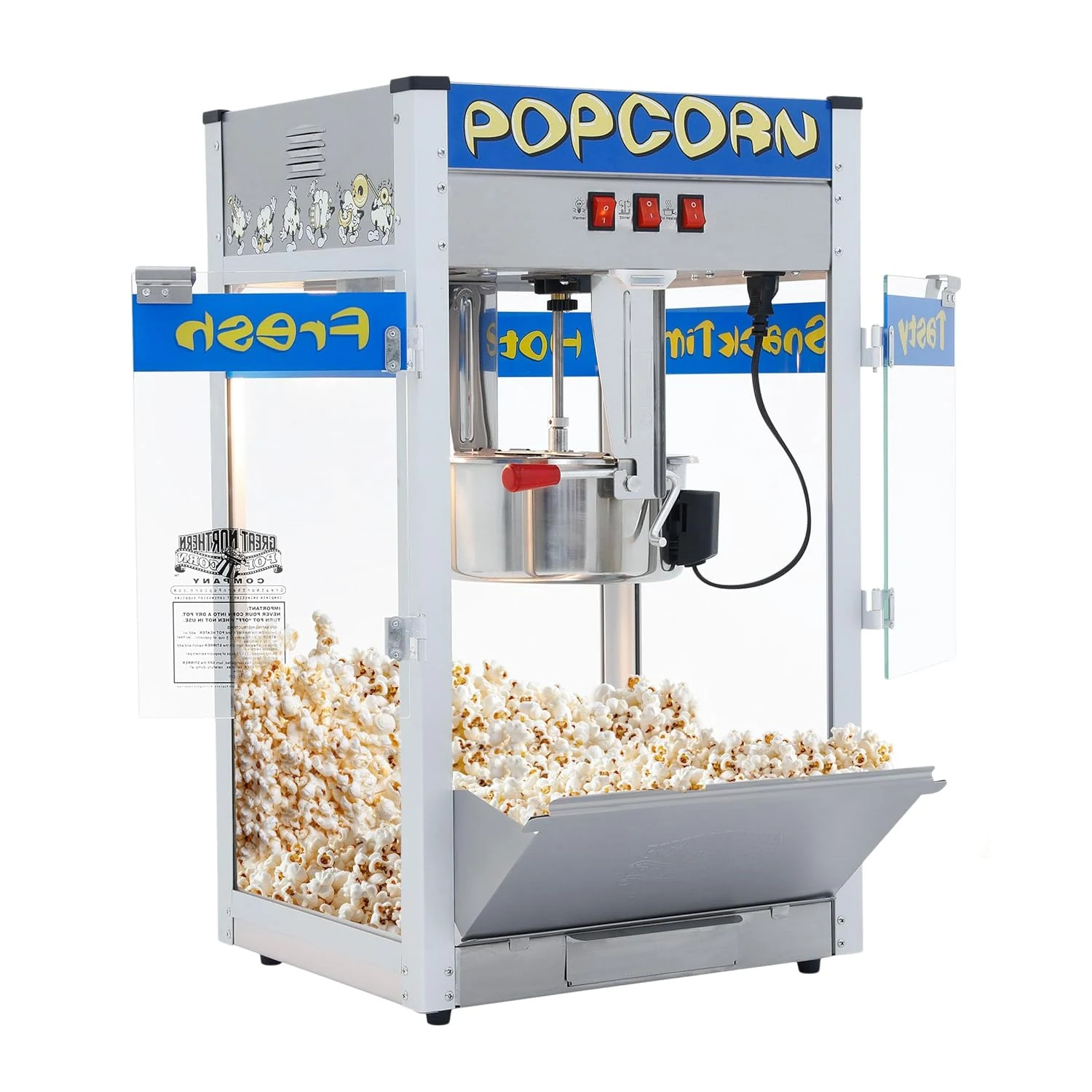 Great Northern Popcorn Company 6210 Pop Heaven Commercial Quality Popcorn Popper Machine (12 Ounce, Blue)