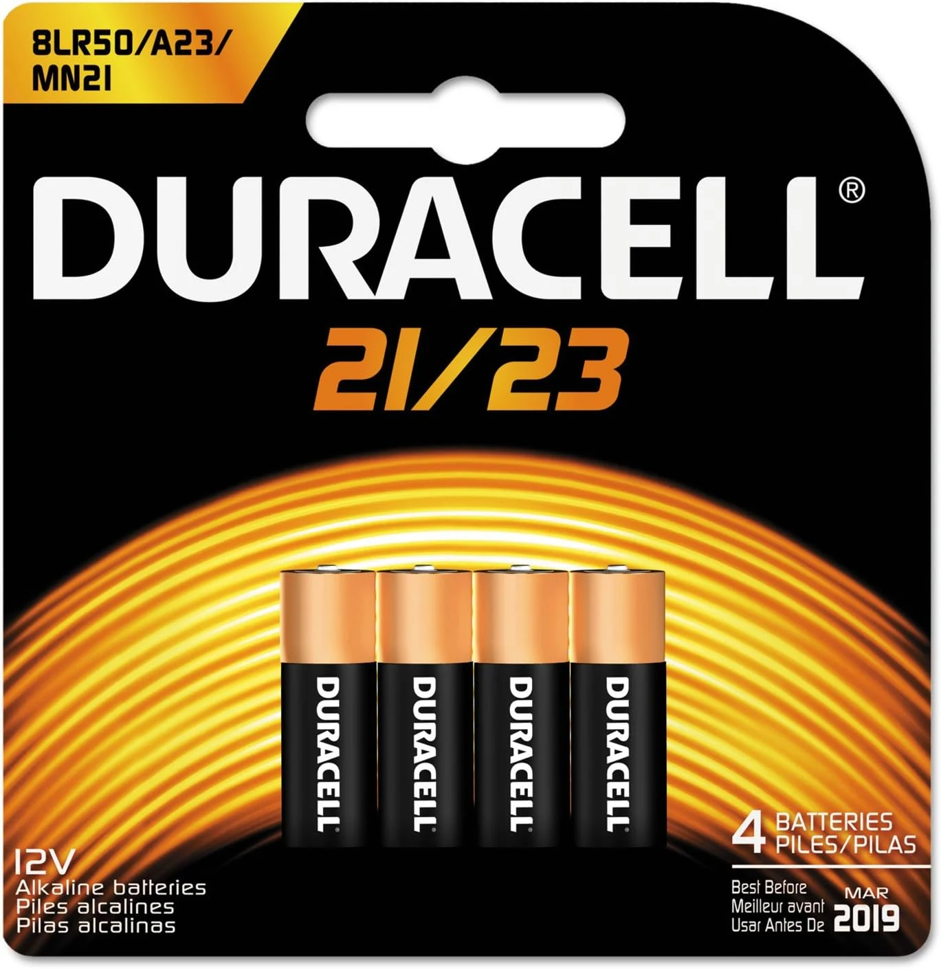 Duracell 21/23 12V Alkaline Battery, 4 Count Pack, 21/23 12