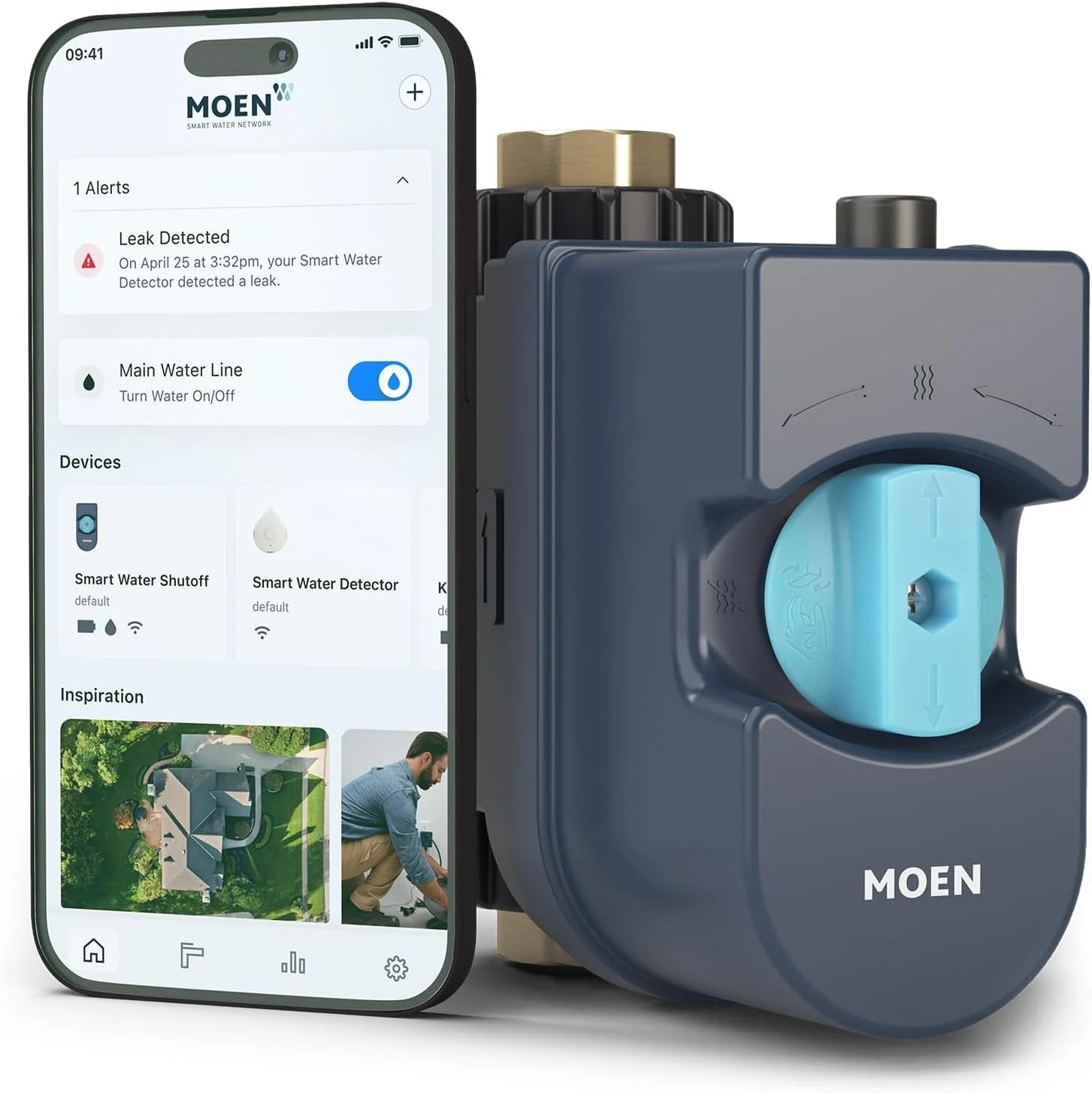 Moen Flo 3/4-inch Smart Water Shut Off Valve, Smart Home Water Monitor Leak Detector