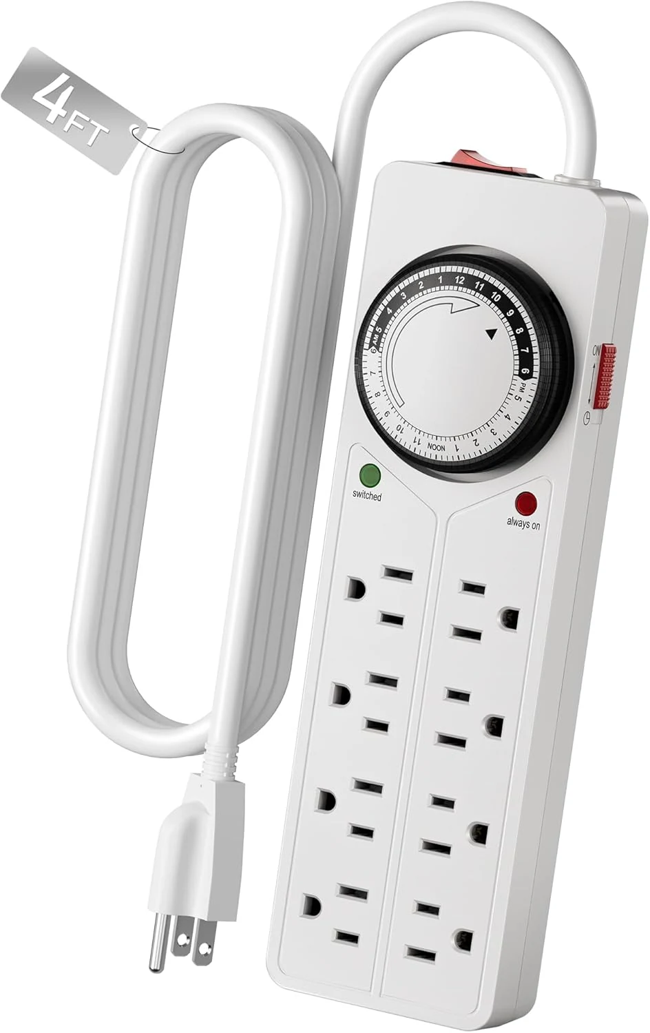 BN-LINK 8 Outlet Surge Protector with Mechanical Timer, 4 Timed & 4 Always-On Outlets
