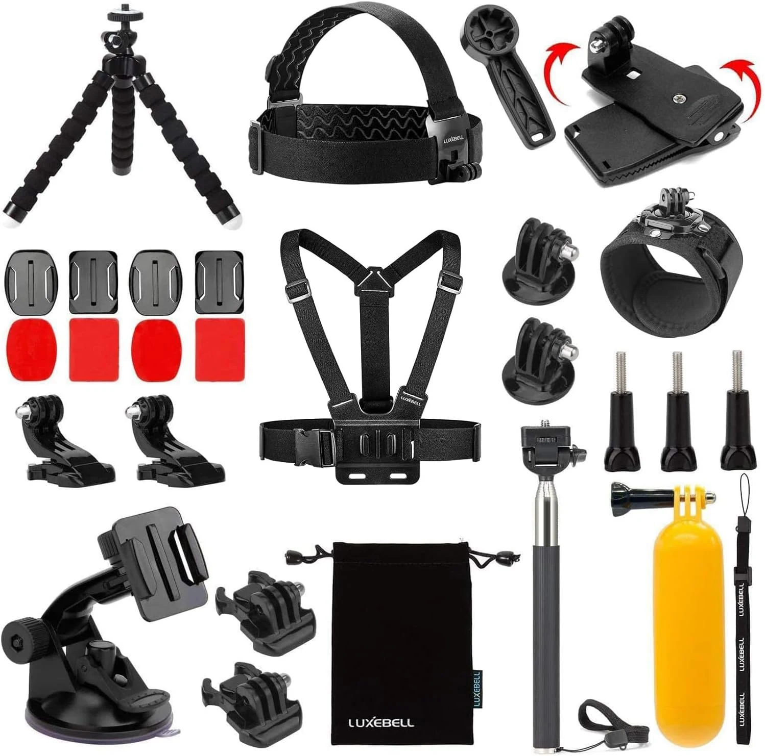 Luxebell Accessories Kit for AKASO EK5000 EK7000 4K WiFi Action Camera (14-in-1)