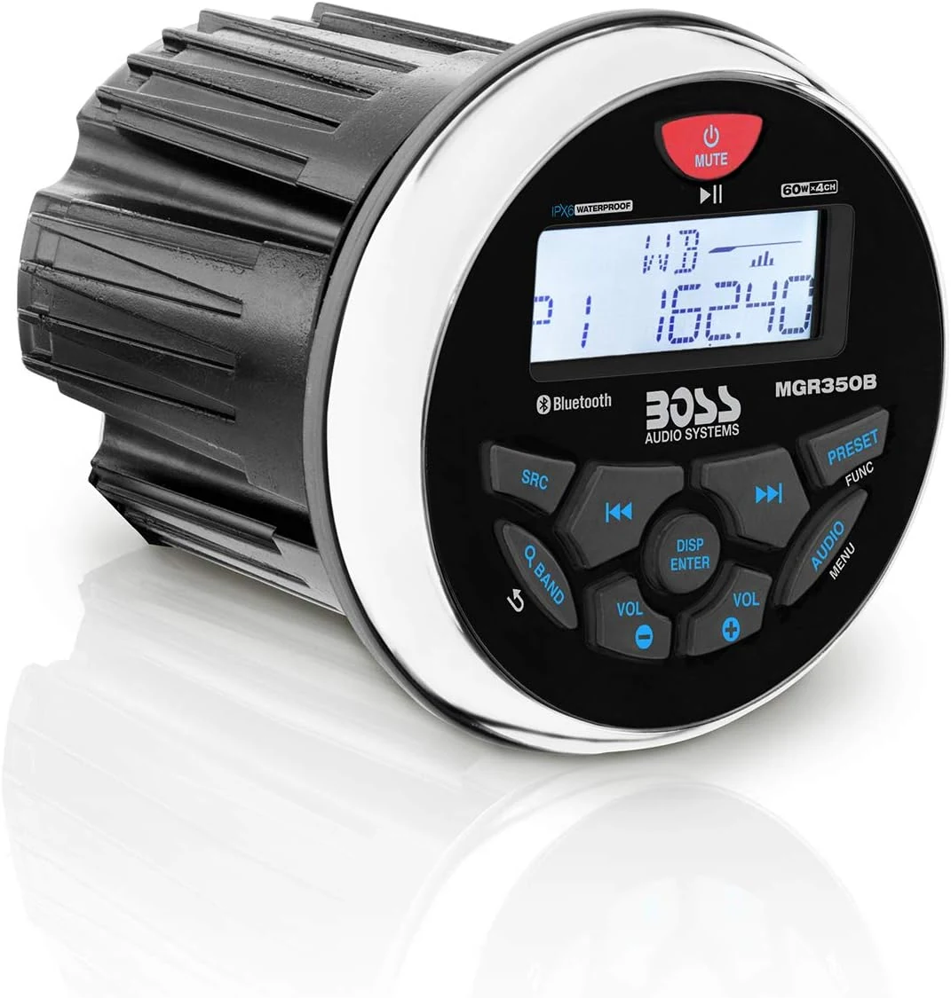 BOSS Audio Systems MGR350B Marine Boat Stereo Gauge Receiver – Bluetooth Head Unit