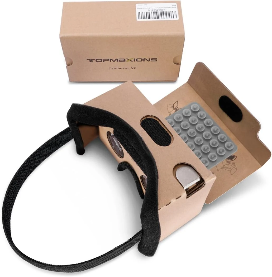 Google Cardboard, Topmaxions 3D VR Virtual Reality DIY VR Headset for 3D Movies and Games (Up to 6 Inch Phones)