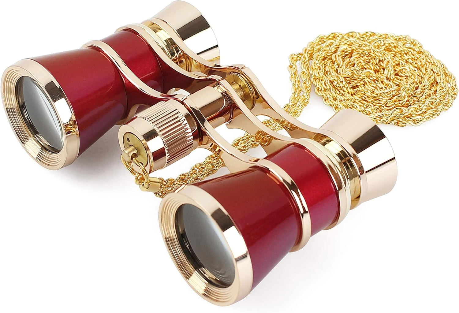 Aomekie Opera Glasses Binoculars 3X25 Theater Glasses Mini Binocular Compact with Chain (Red)