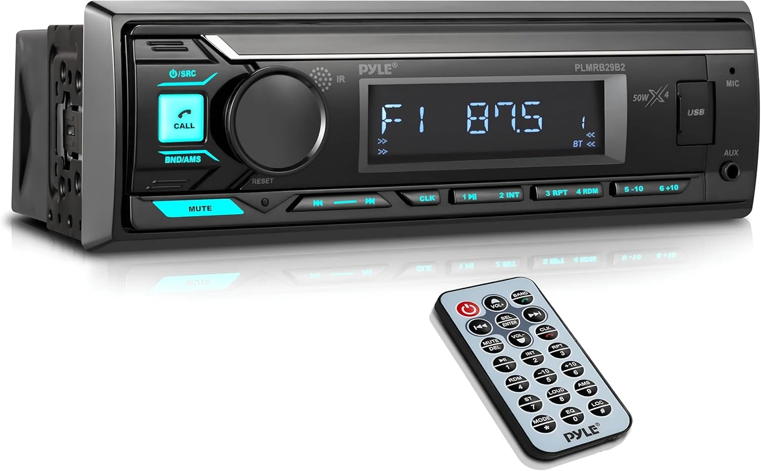 Pyle Marine Bluetooth Stereo Radio - PLMRB29B (12v single DIN with built-in mic)