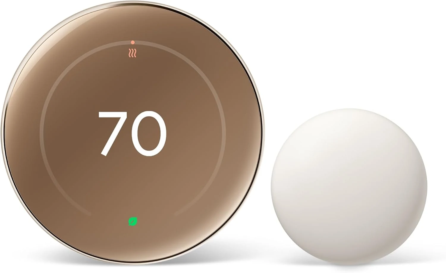 Google Nest Learning Thermostat (4th Gen, 2024) with Nest Temperature Sensor - Polished Gold