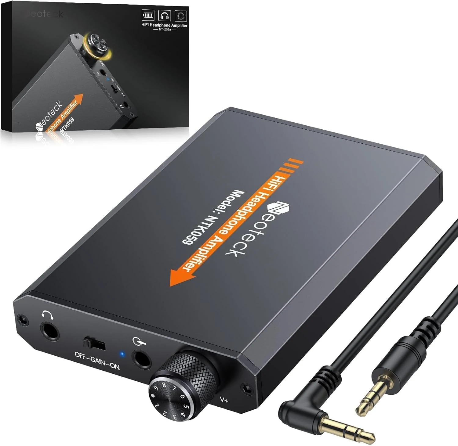 Neoteck Portable 3.5mm Headphone Amplifier Two-Stage Gain Switch, 16-300 Ohm