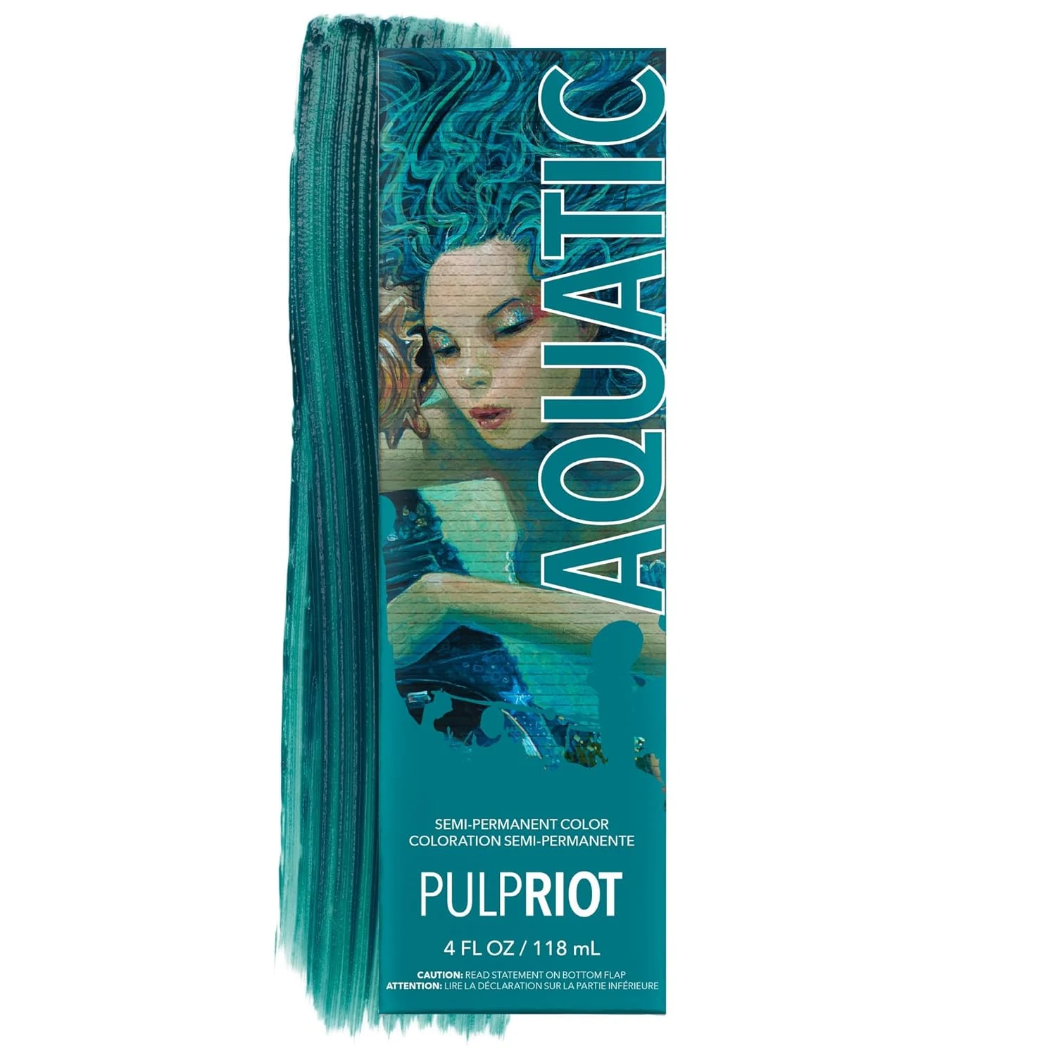 Pulp Riot Semi Permanent Hair Color Aquatic – Saturated Turquoise with Green & Blue Undertones, Long-Lasting Vibrancy, Anti-Overworking Formula, Vegan, Conditioner-Based, 4oz Tube