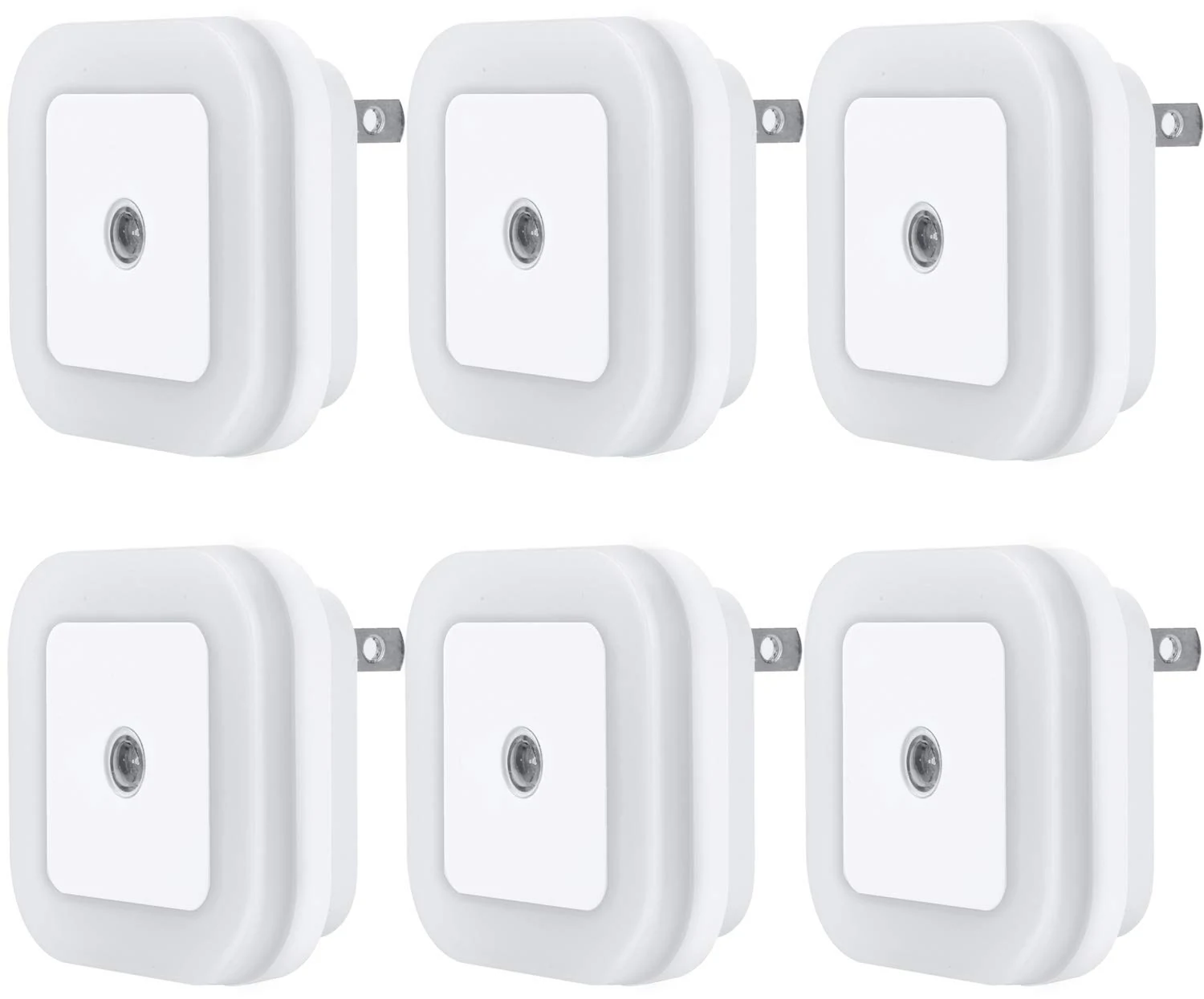 Uigos LED Night Light Lamp with Smart Sensor Dusk to Dawn Sensor, Daylight White, 0.5W Plug-in, 6-Pack