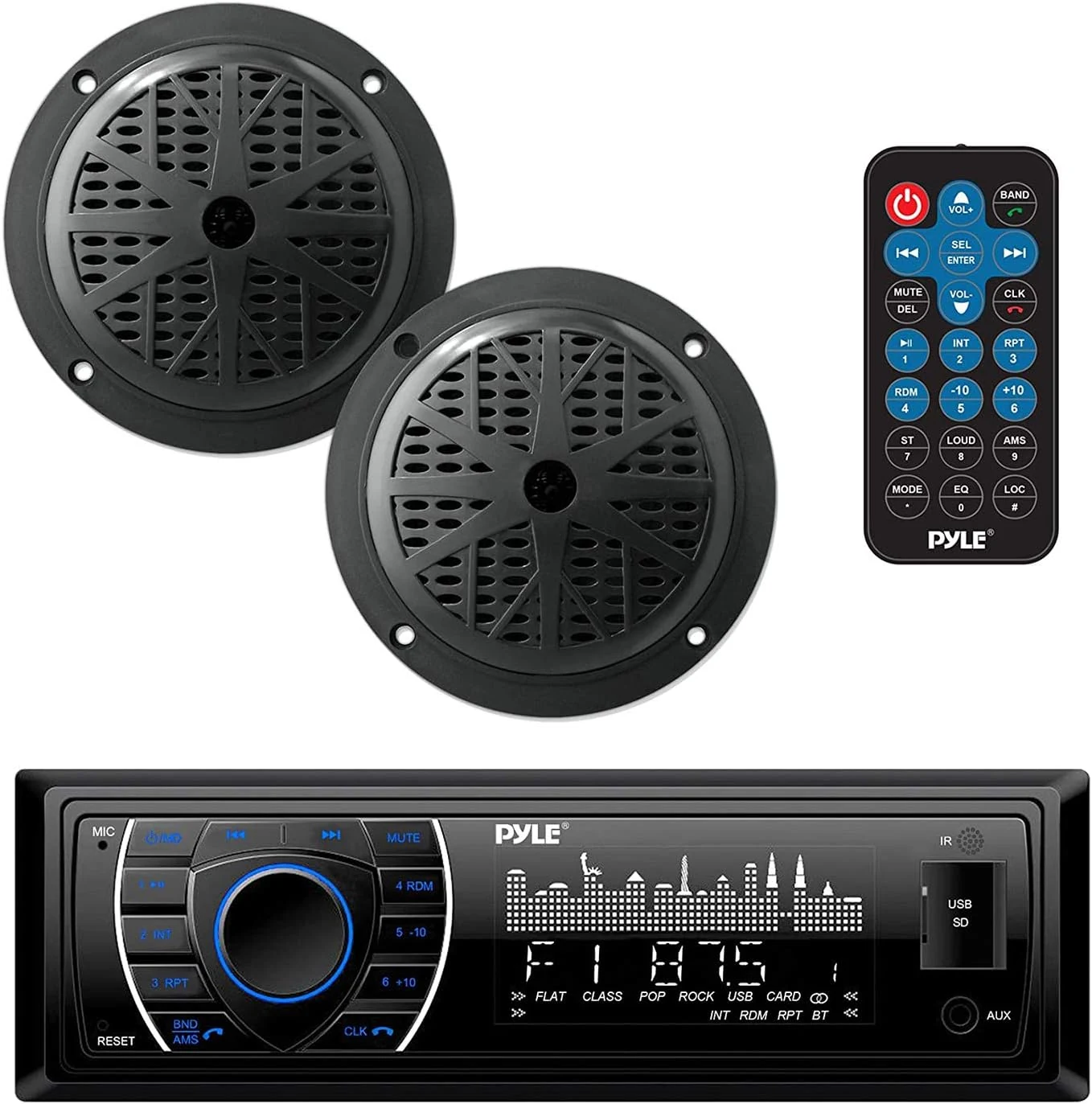 Pyle Marine Headunit Receiver Speaker Kit (PLMRKT46BK)