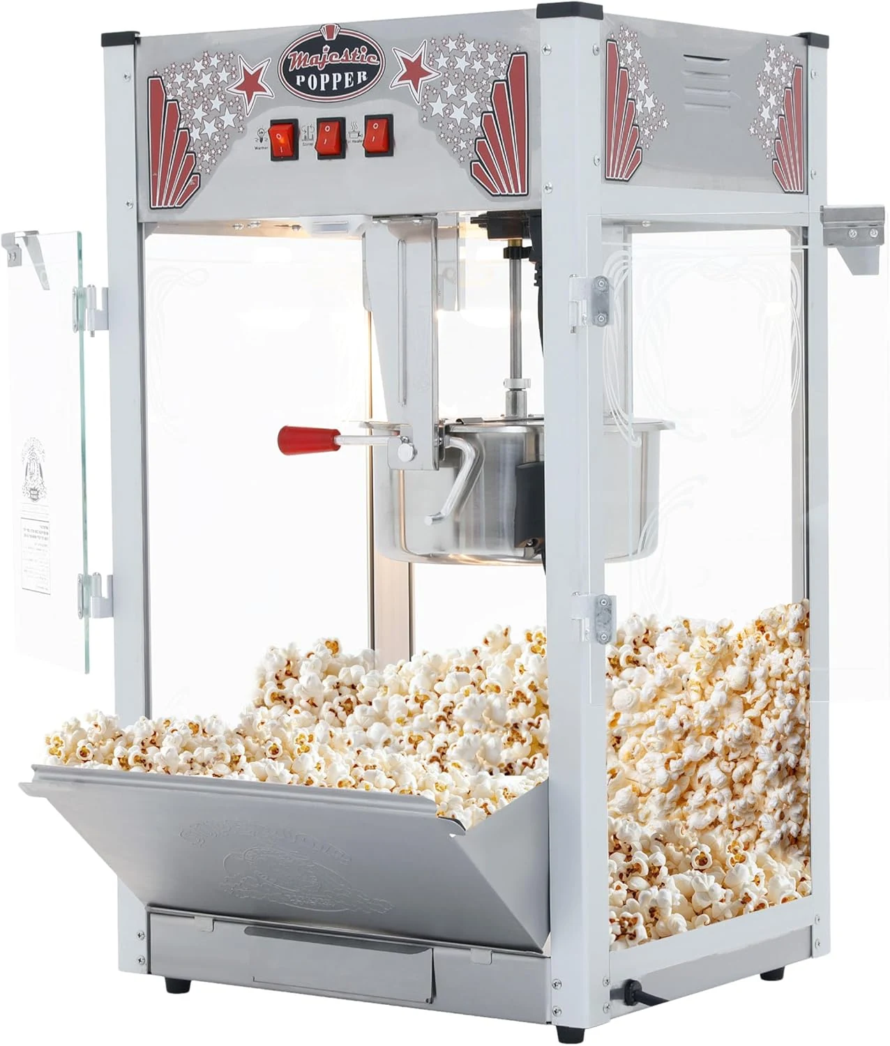 Majestic Popcorn Machine - 16oz Stainless Steel Kettle (Up to 96 Cups)