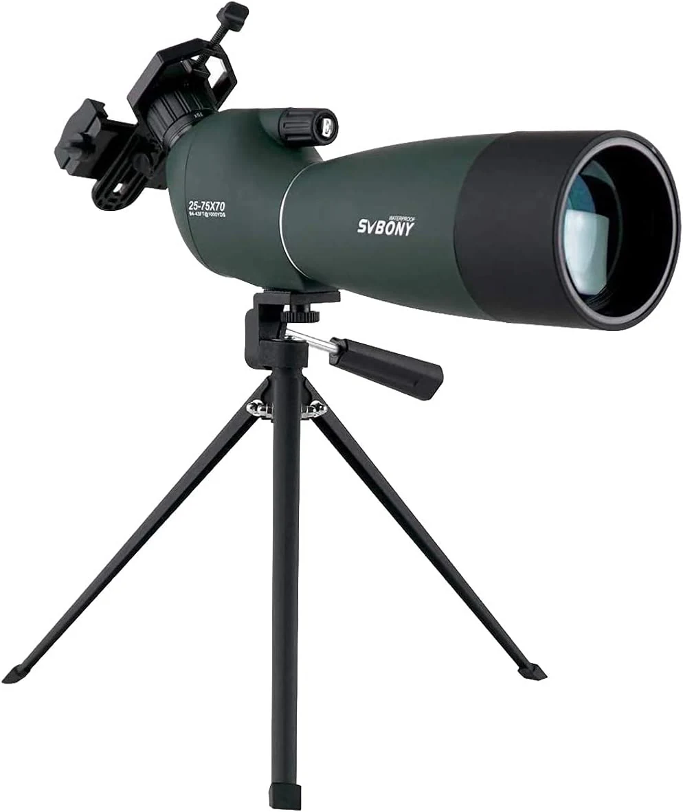 SVBONY SV28 Spotting Scopes with Tripod, Angled 25-75x70mm Spotter Scope review