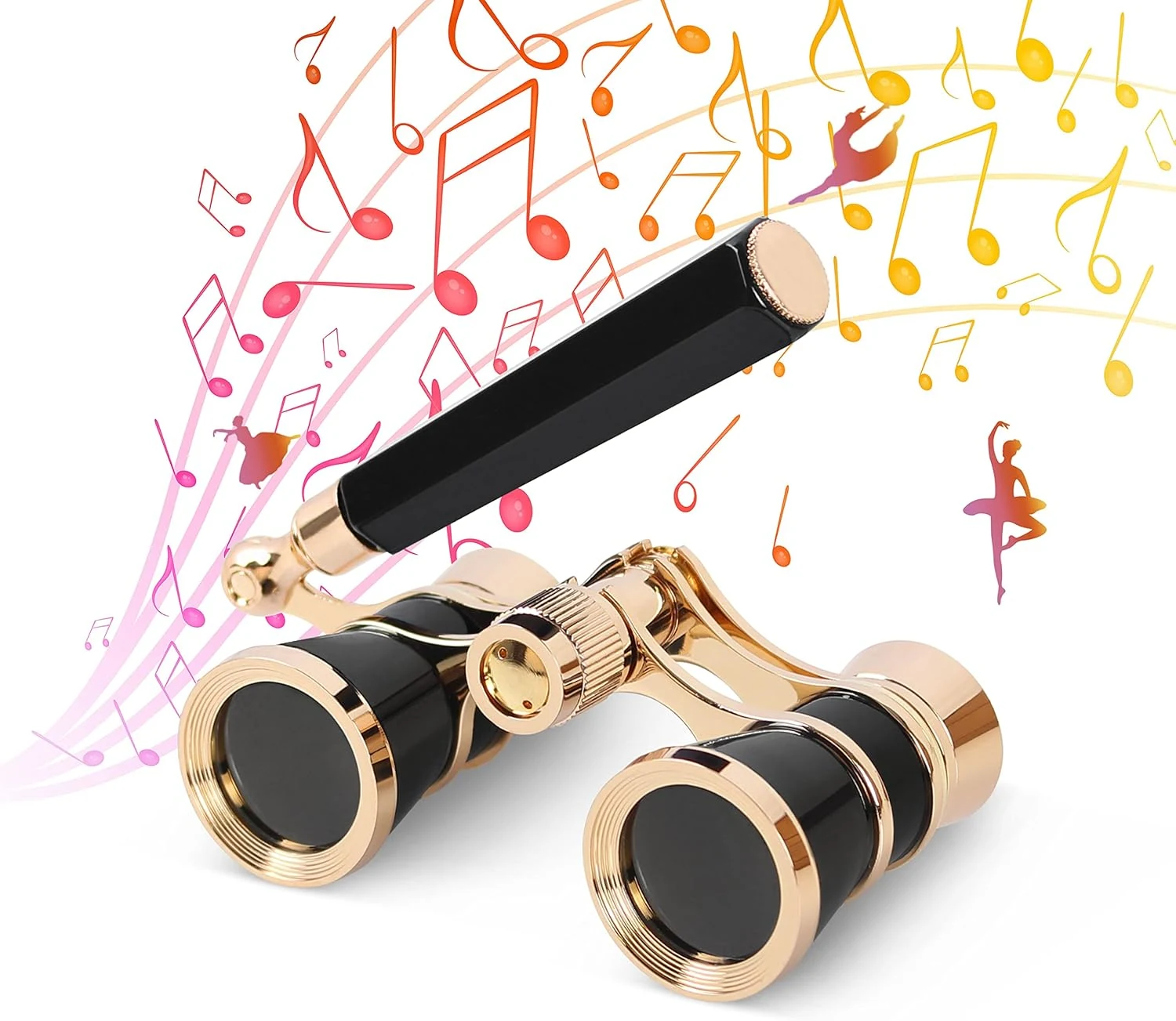 Aomekie Opera Glasses Binoculars 3X25 Theater Glasses Mini Binocular Compact with Handle (Black)